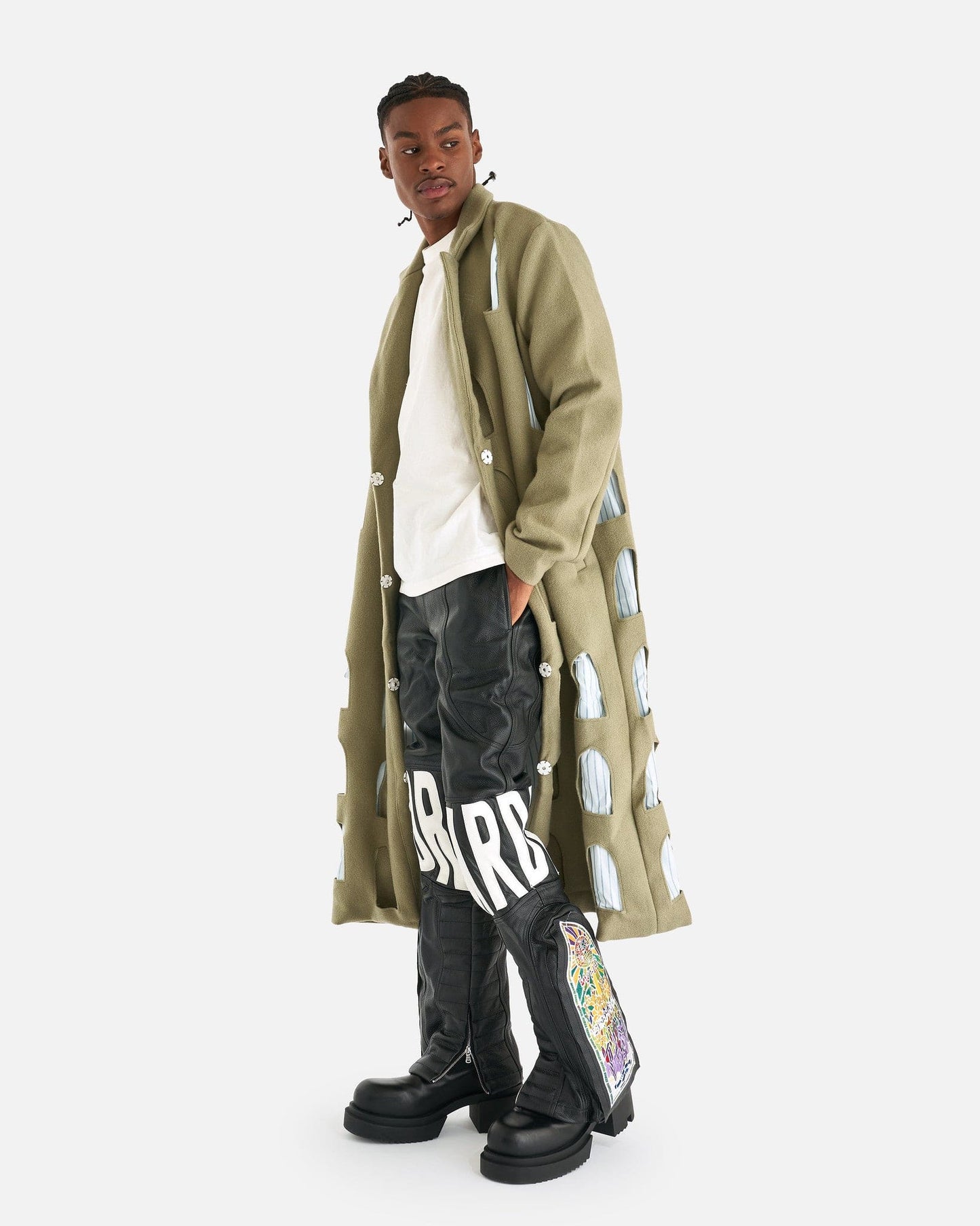 Who Decides War Men's Pants MRDR Leather Pants in Coal