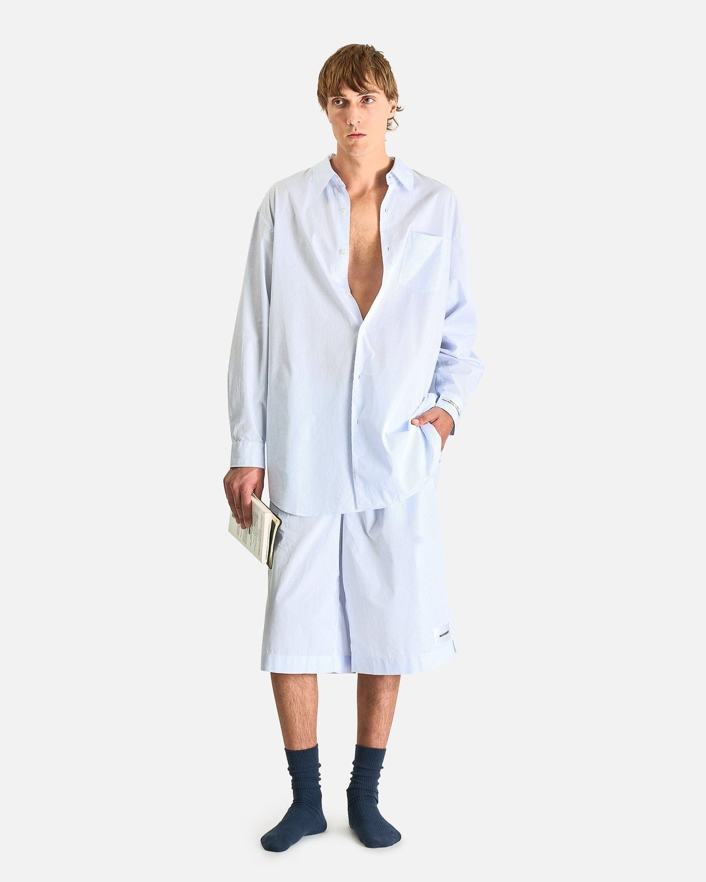 Magniberg Men's Shirts Night Shirt in Light Blue Stripes