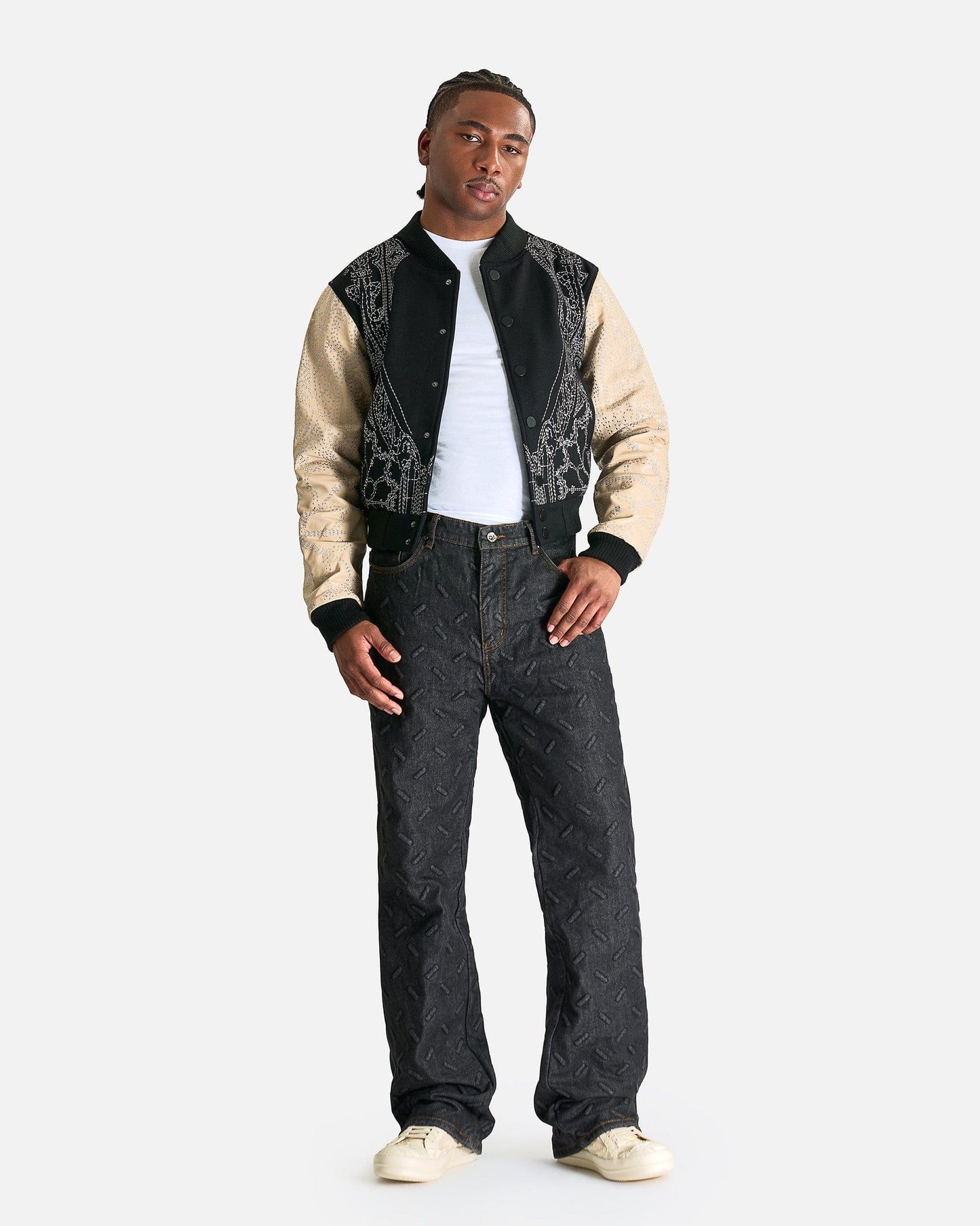 Who Decides War Men's Jackets Notre Dame Varsity Jacket in Coal