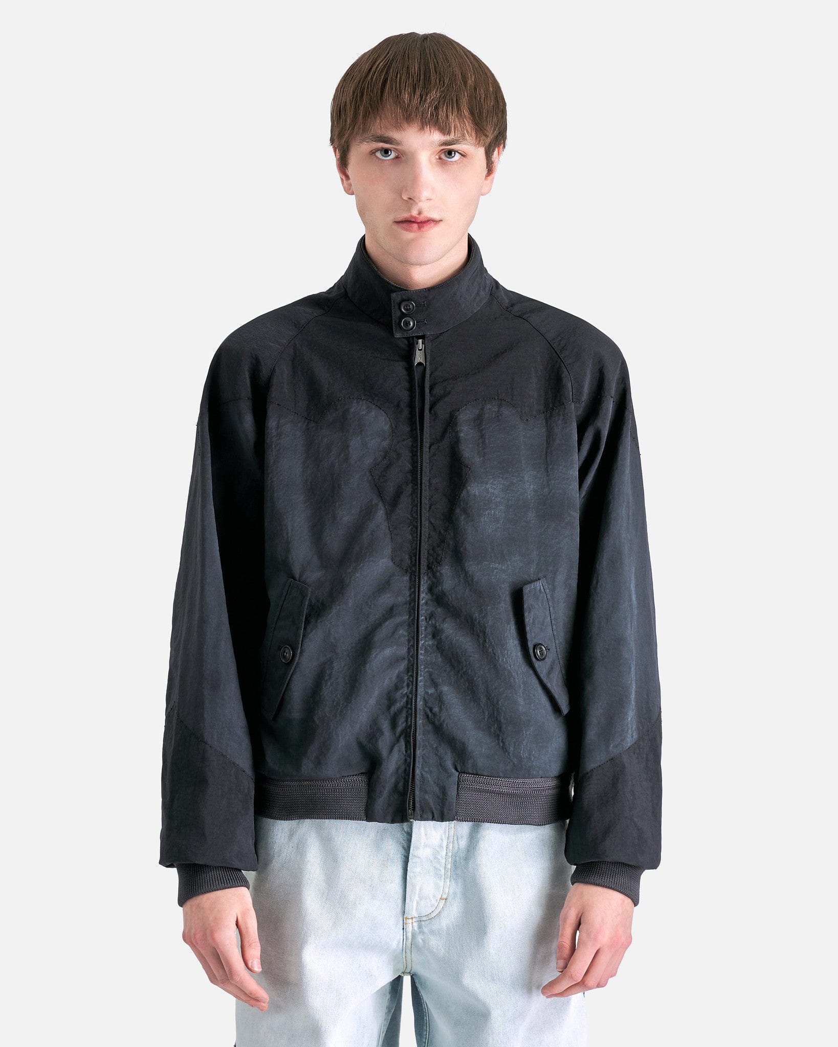 Nylon Canvas Sports Jacket in Charcoal – SVRN - Main Image