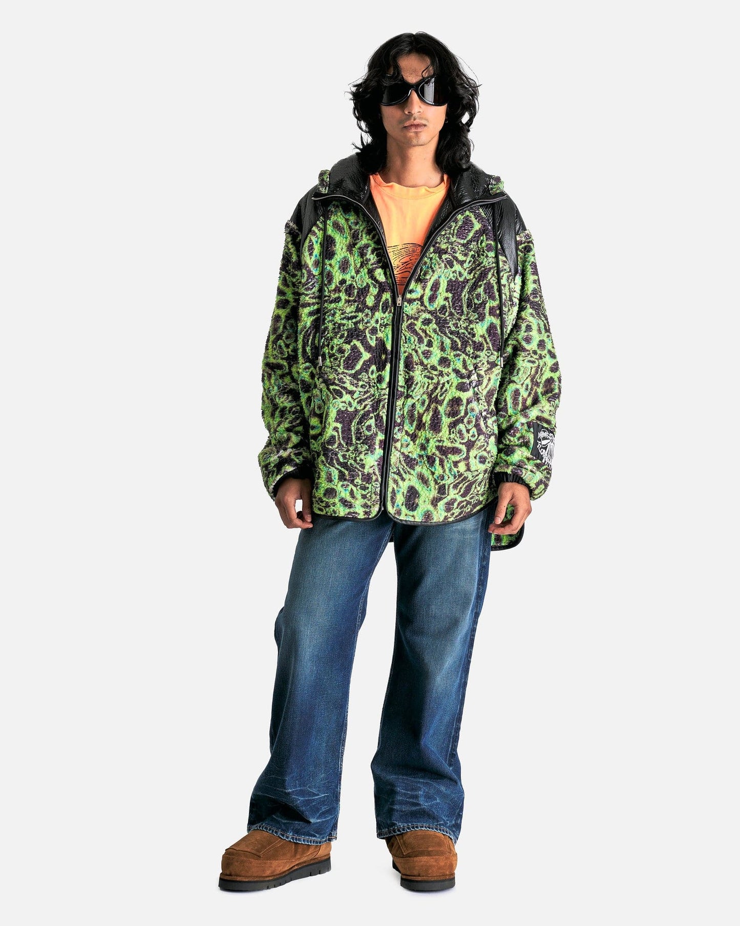 Acne Studios Men's Jackets Odovo Coated Soft Teddy Hooded Jacket in Green/Black