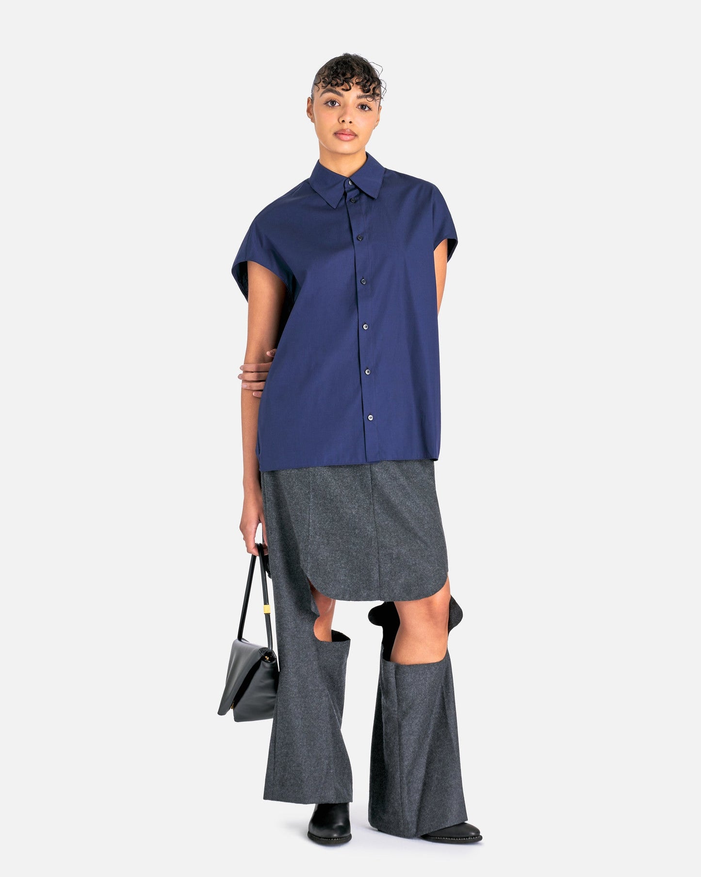 Marni Women Tops Organic Cotton Poplin Vest in Blublack