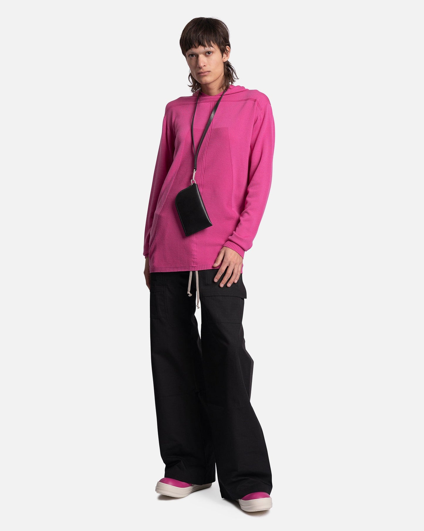 Rick Owens Men's Sweatshirts O/S Oversized Geo Hoodie in Hot Pink