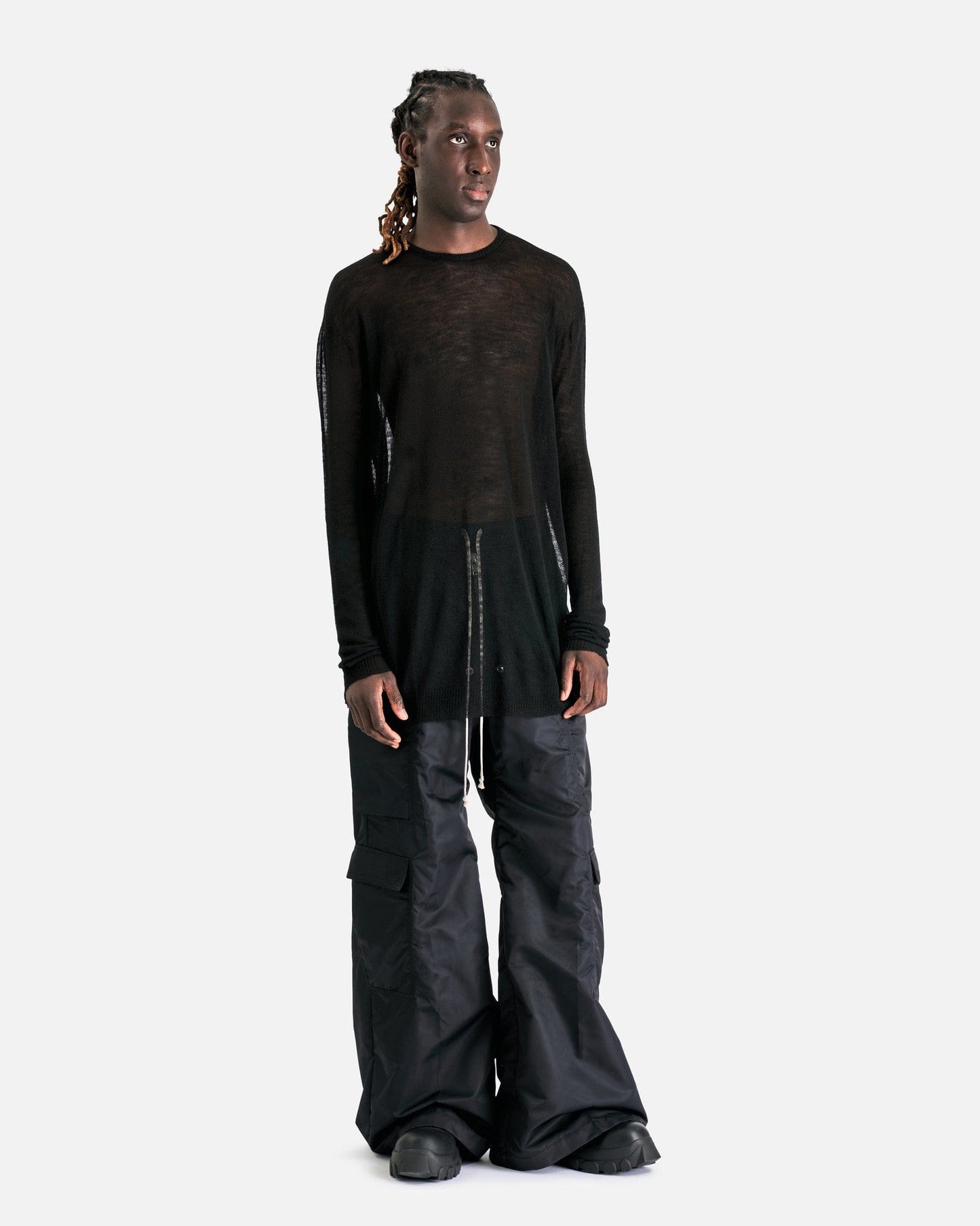 Rick Owens Men Sweaters OS Oversized Pull Sweater in Black