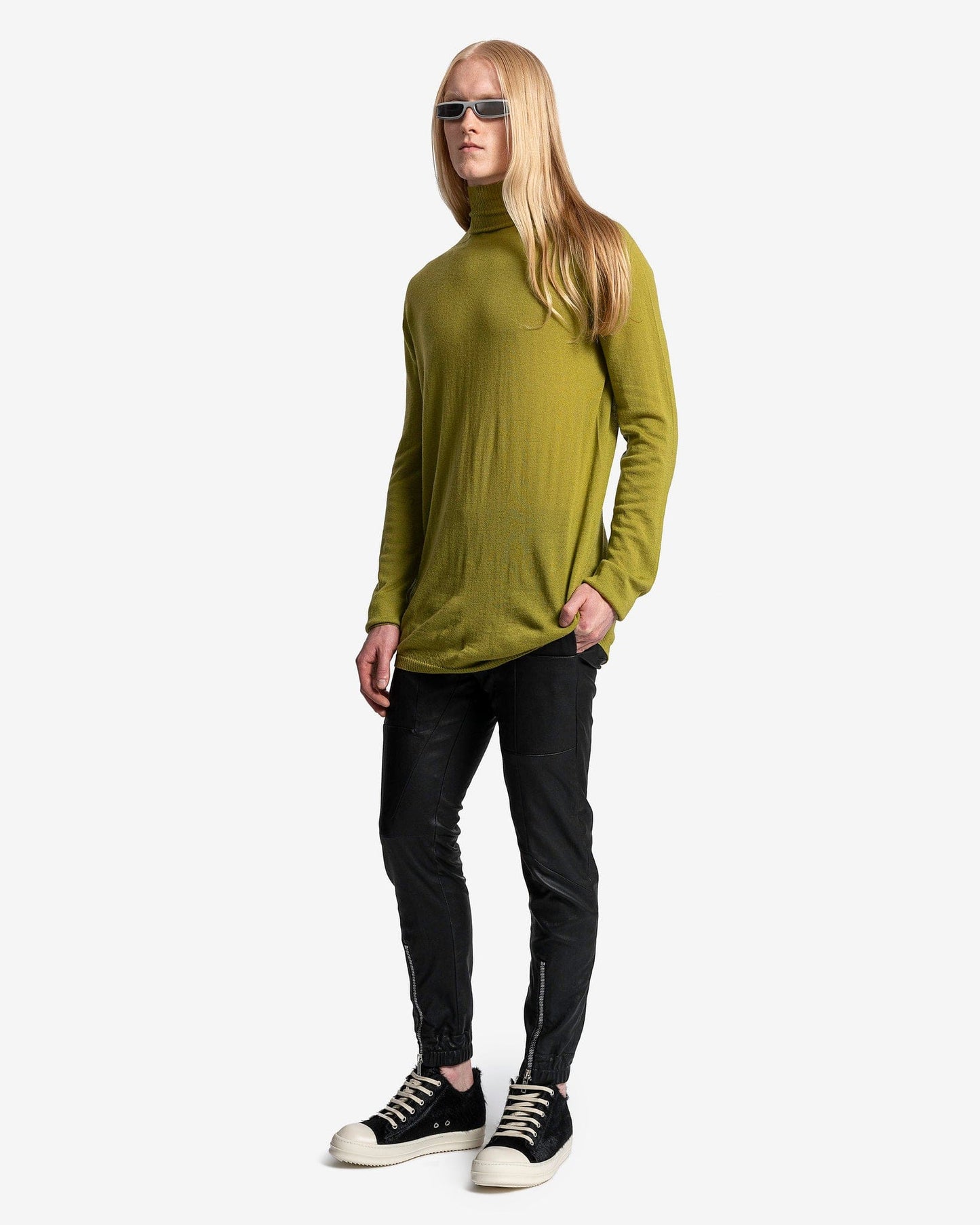Rick Owens Men's Sweater O/S Oversized Turtleneck in Acid
