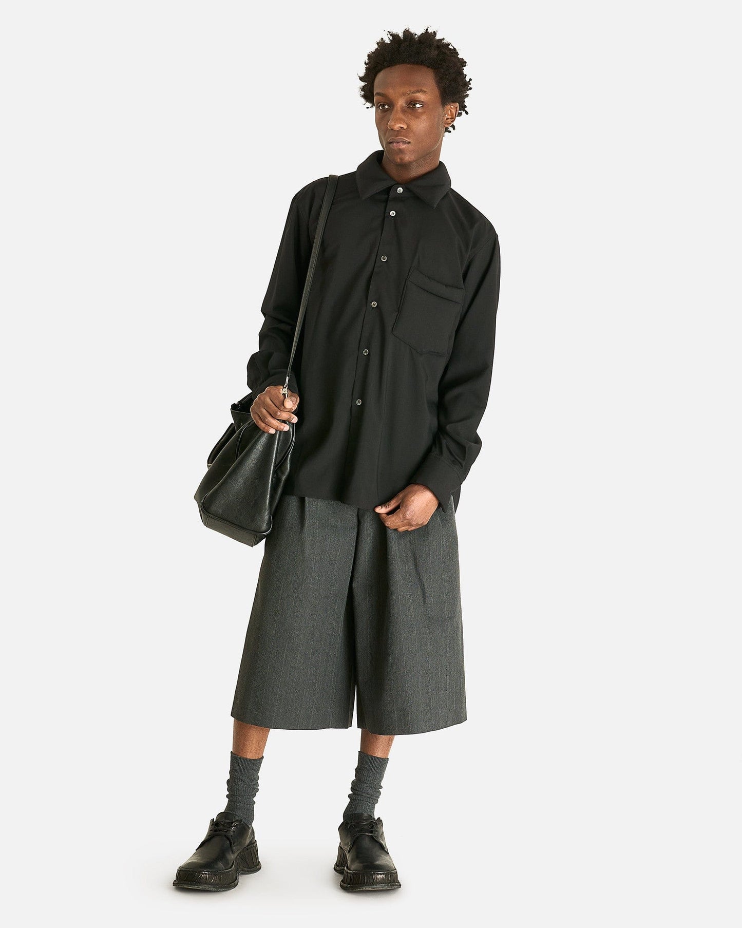 Comme des Garcons HOMME PLUS Men's Shirts Padded Collar Shirt in Black