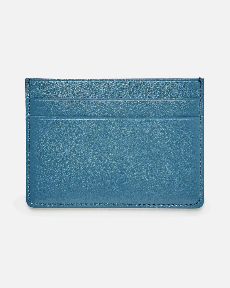 Jil Sander Leather Goods O/S Palmellato Leather Credit Card Holder in Sea Blue