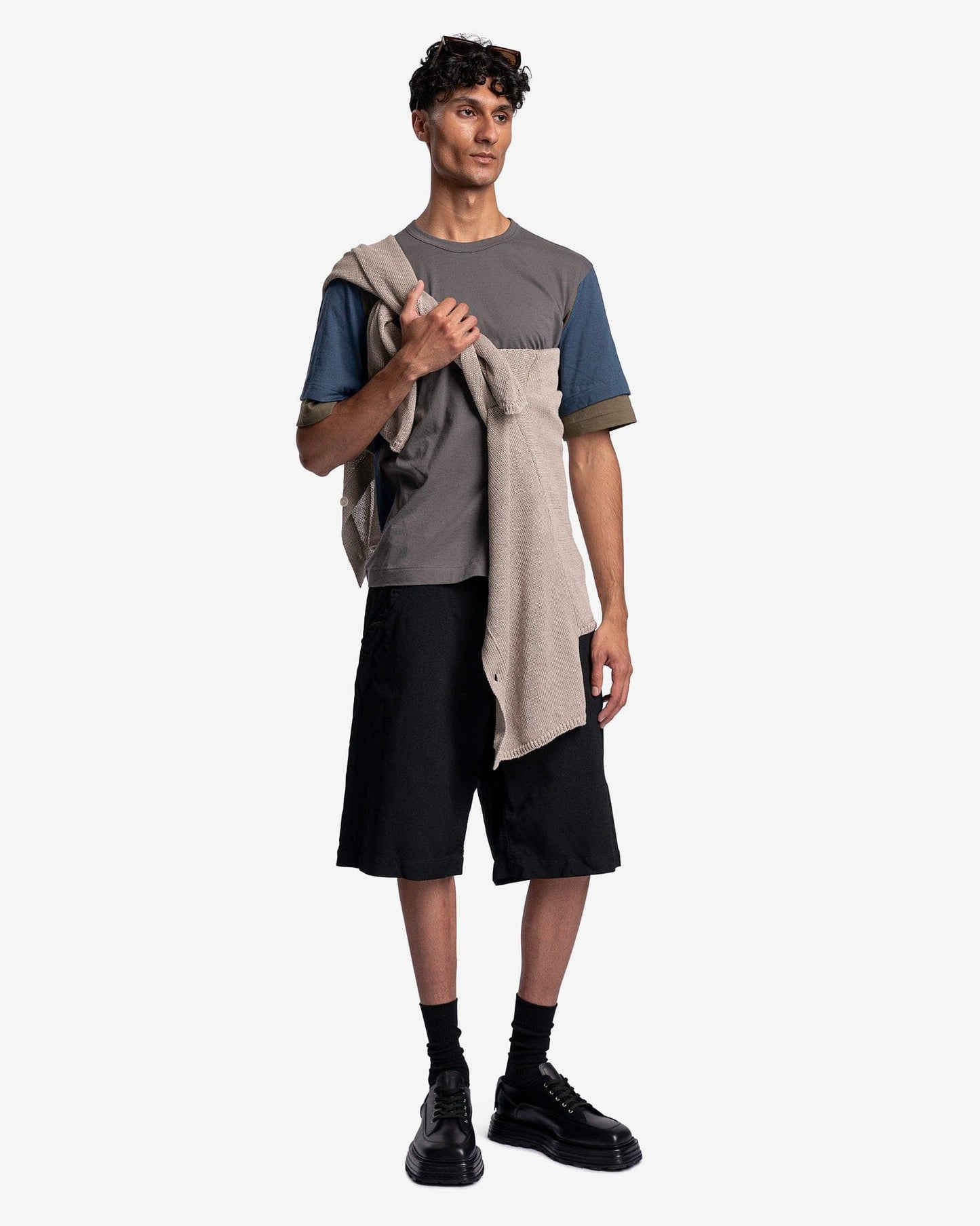 Comme des Garcons Homme Deux Men's T-Shirts Paneled T-Shirt in Grey