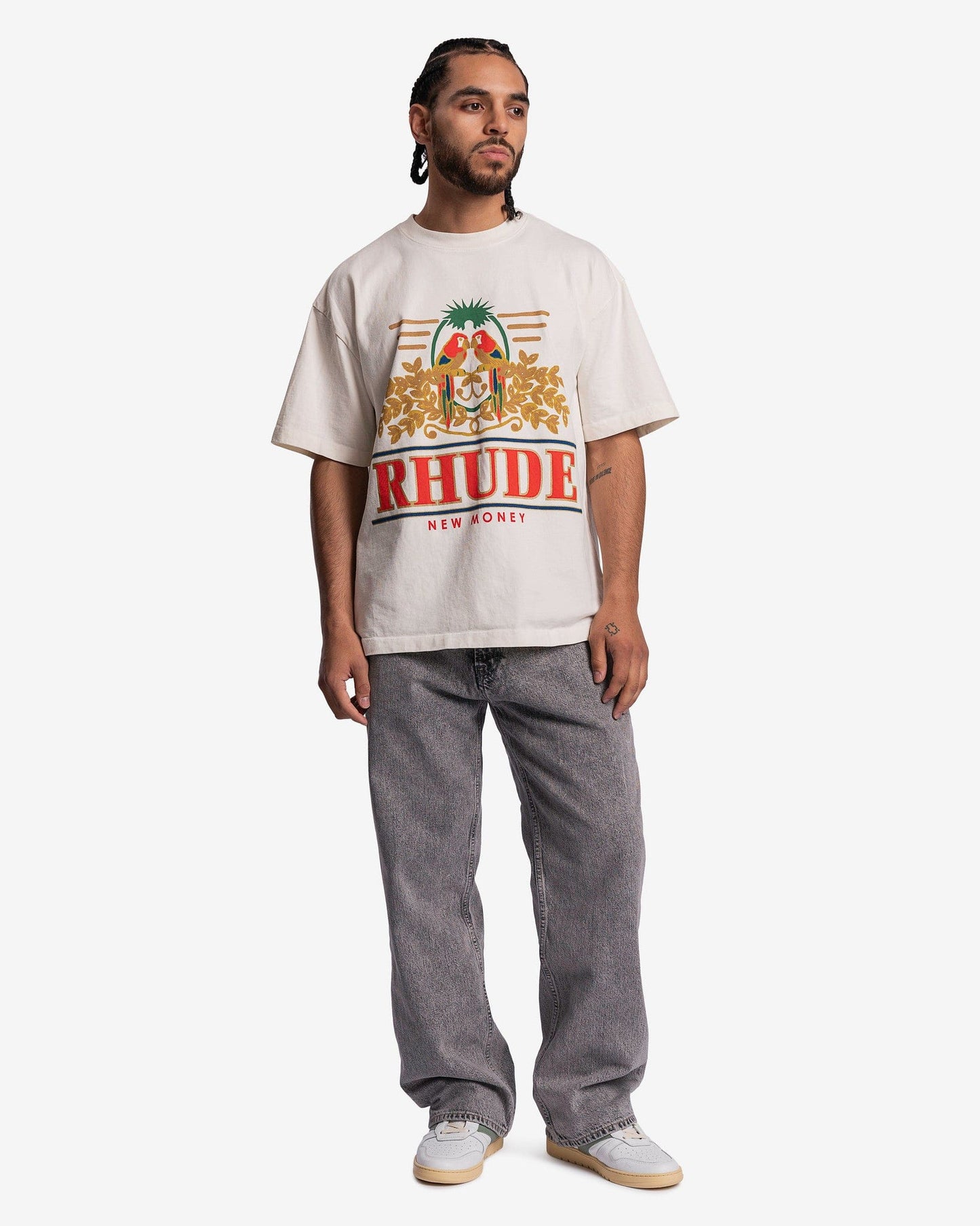 Rhude Men's T-Shirts Parakeet T-Shirt in Vintage White
