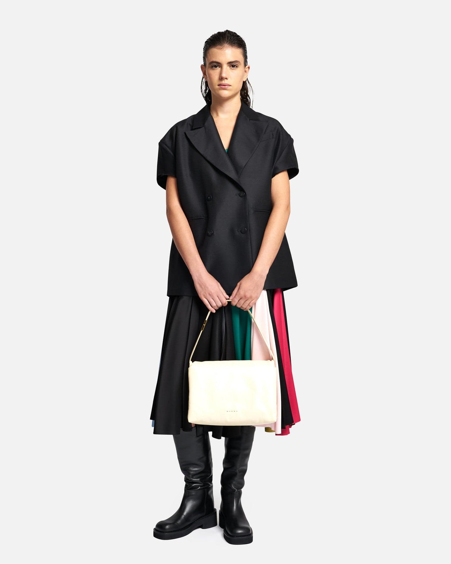 Edward Cuming Women Dresses Patched and Slashed Church Dress in Black/Multi