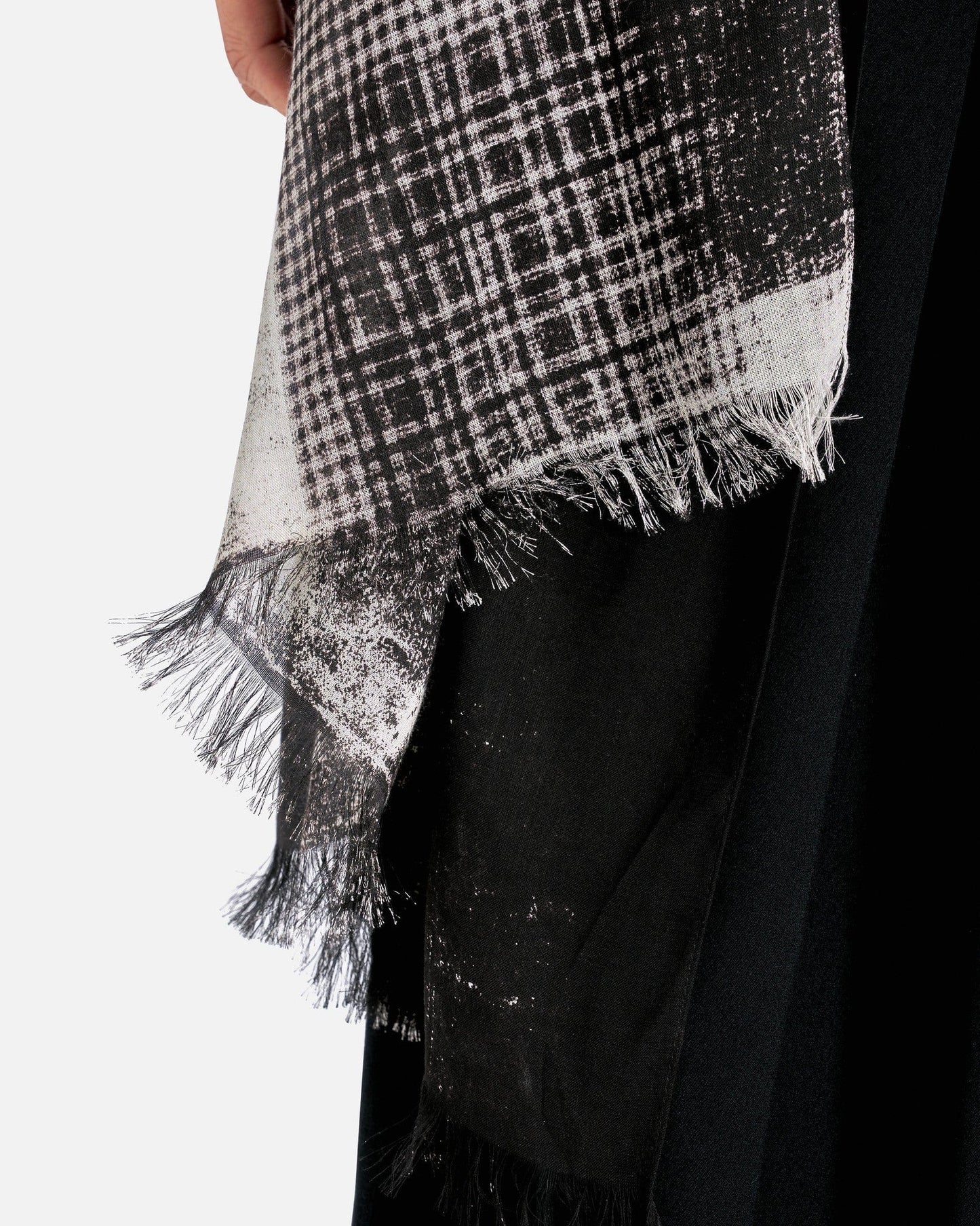 Y's by Yohji Yamamoto Scarves 02 Plaid Copy Print Scarf in Black