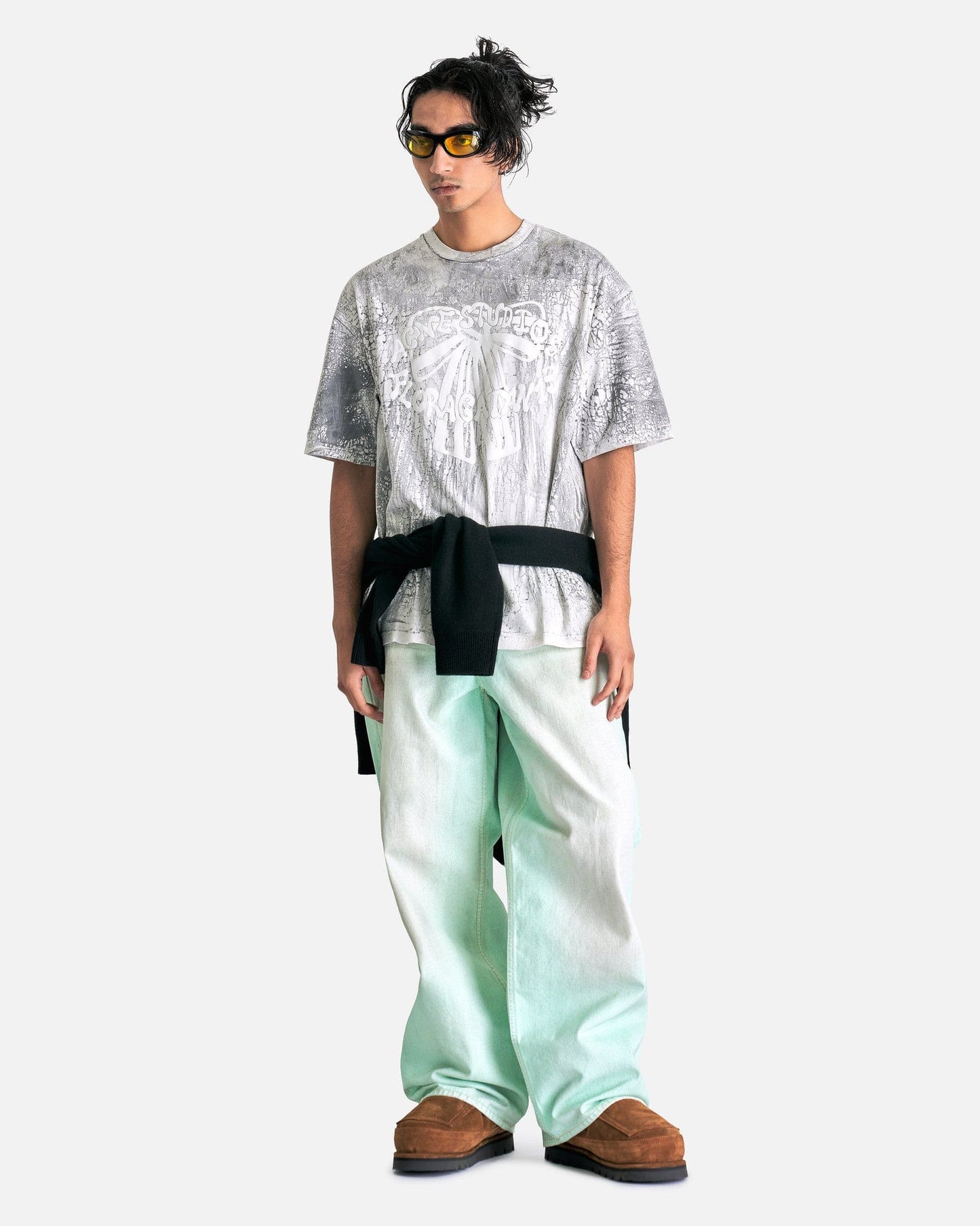 Acne Studios Men's T-Shirts Plaster Print T-Shirt in Faded Black