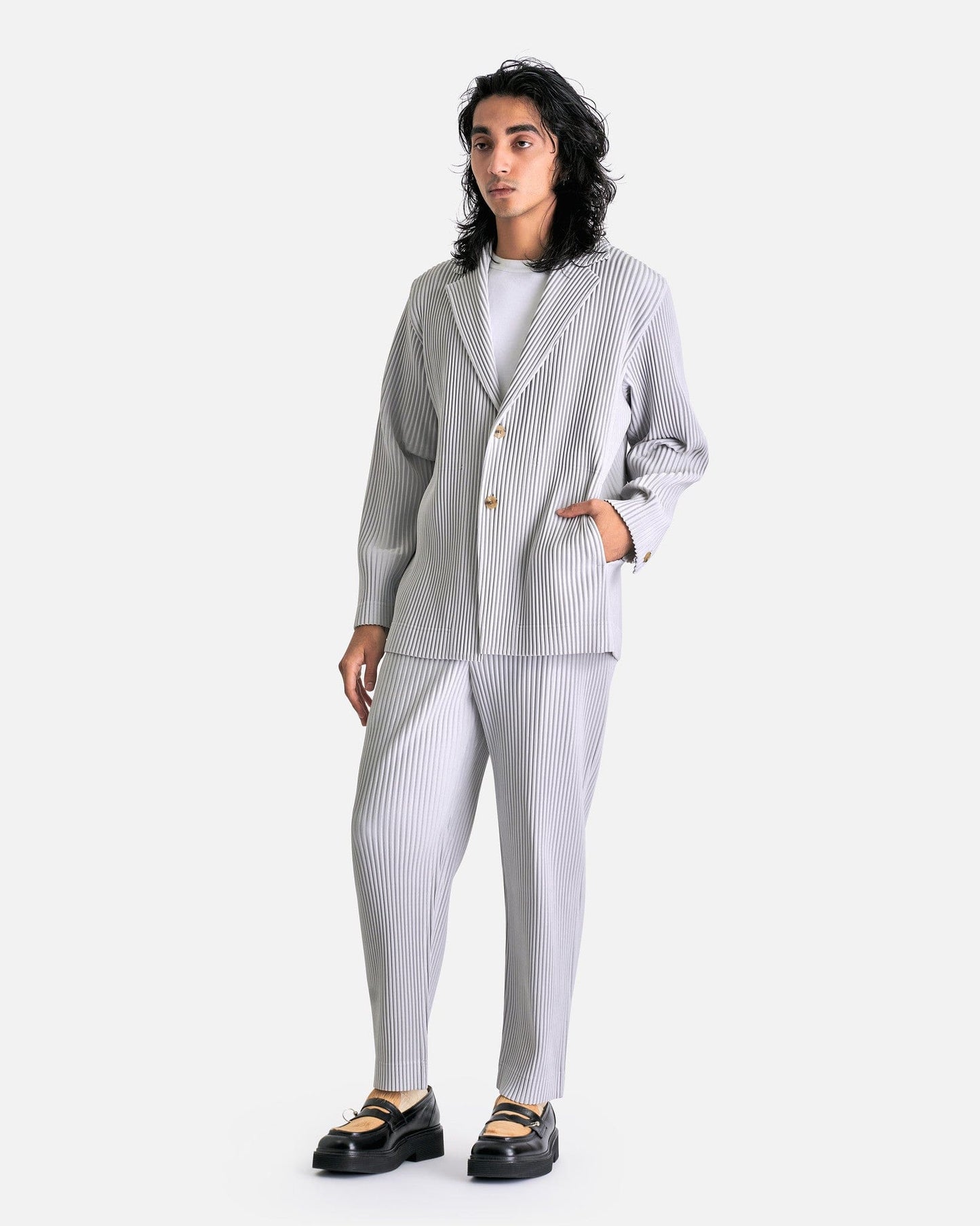 Homme Plissé Issey Miyake Men's Jackets Pleated Basics Jacket in Gray