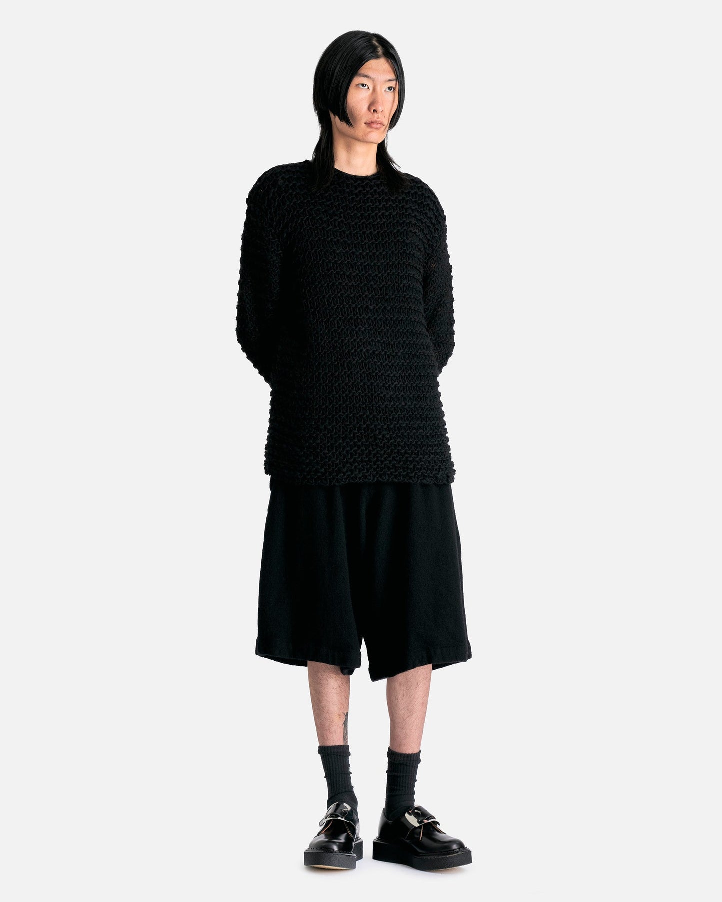 Comme des Garcons HOMME PLUS Men's Shorts Pleated Wool Shorts in Black