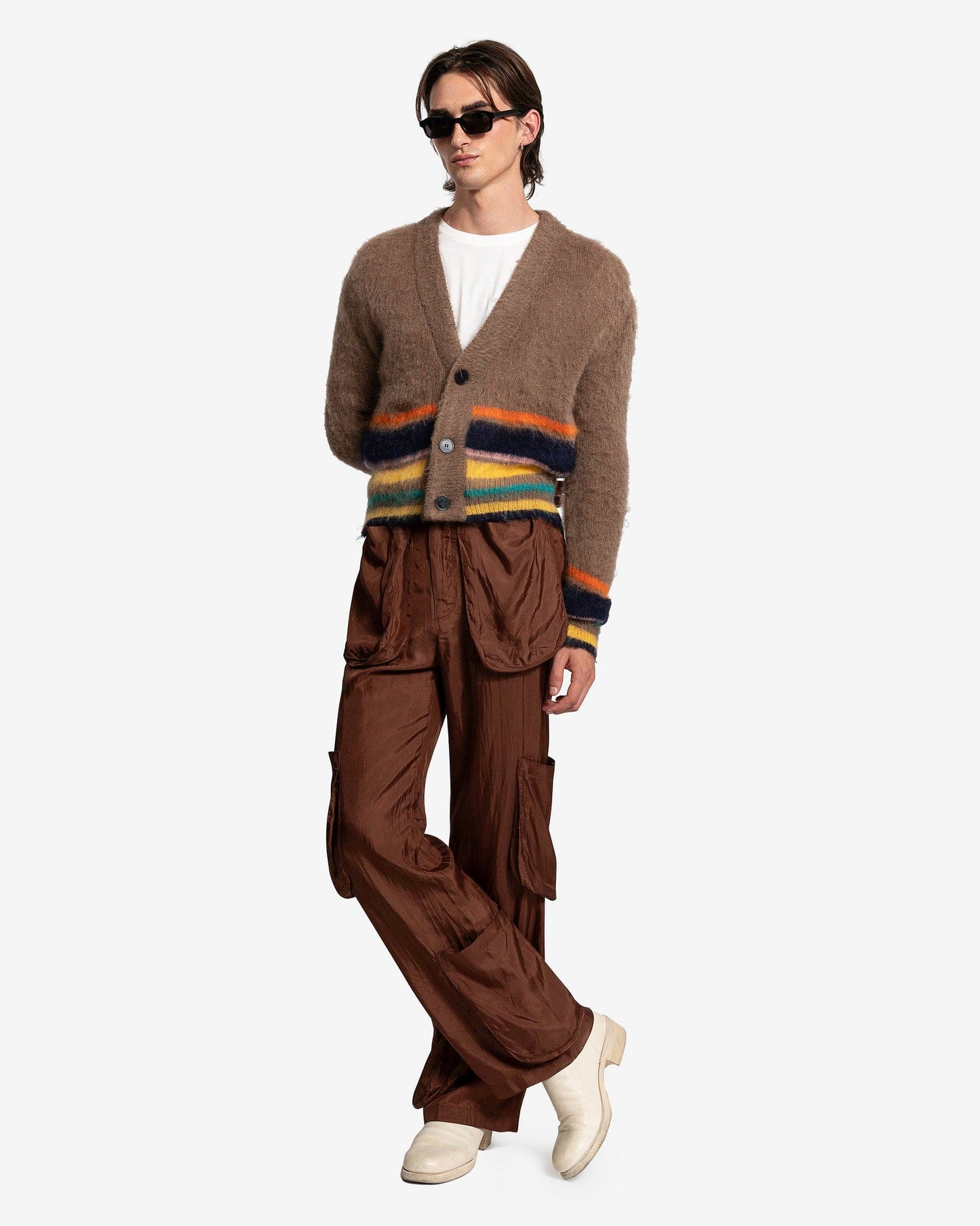 Edward Cuming Men's Pants Pocket Collage Trousers in Brown