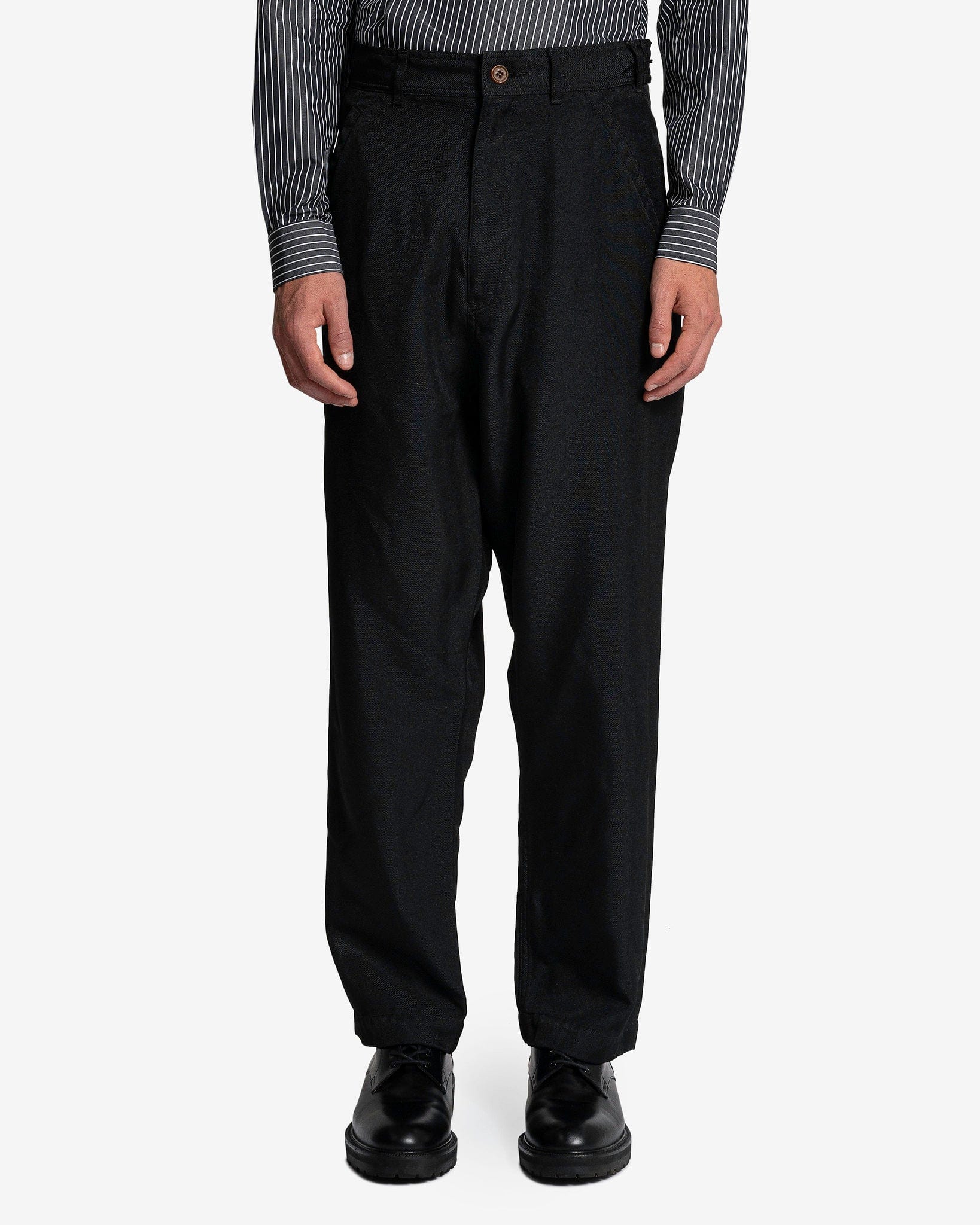 Polyester Twill Draped Trousers in Black