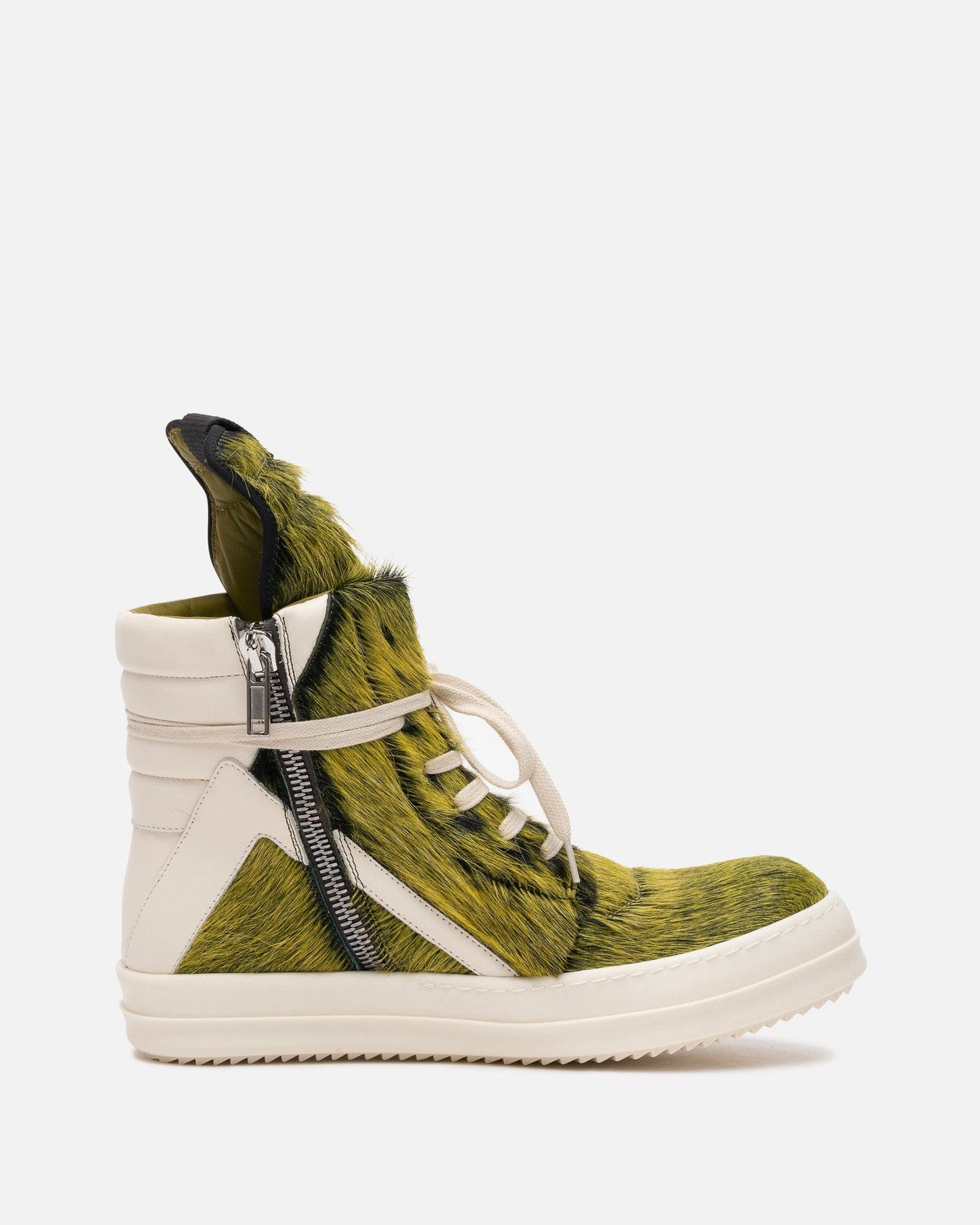 Rick Owens Men's Sneakers Pony Hair Geobasket in Acid Melange/Milk