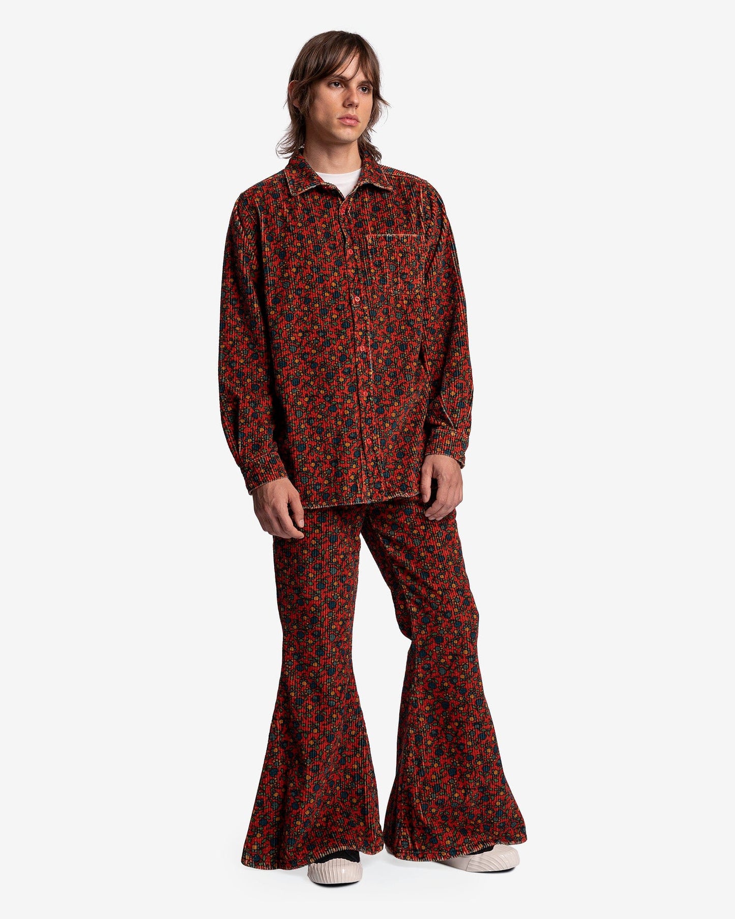 ERL Men's Shirts Printed Corduroy Woven Shirt in Folksy Flowers