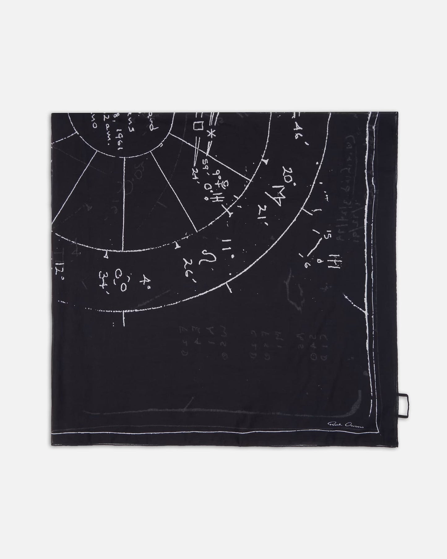 Rick Owens Scarves 140x140 Printed Cot Astro Scarf in Black/Milk