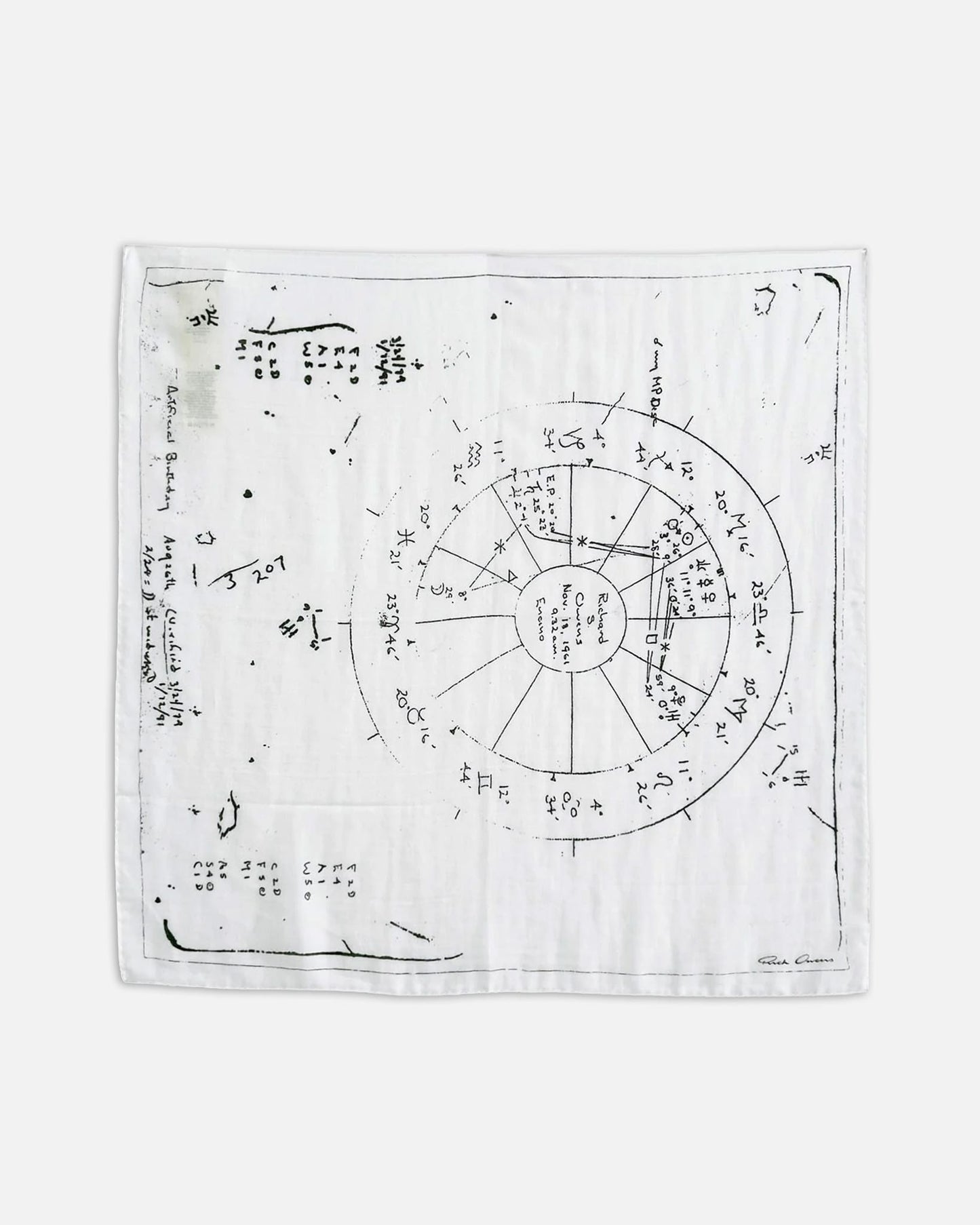 Rick Owens Scarves 140x140 Printed Cot Astro Scarf in Milk/Black