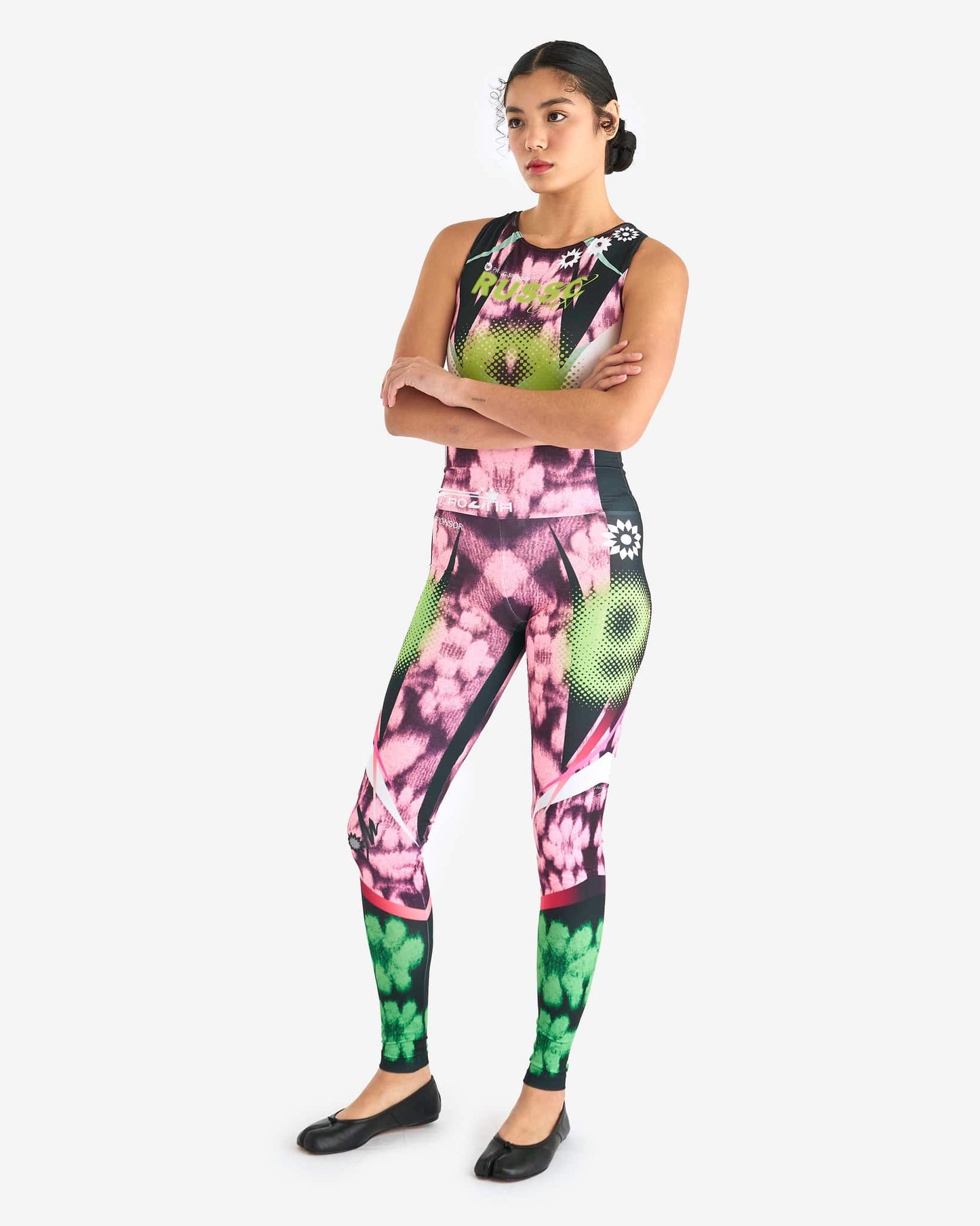 Paolina Russo Women Pants Printed Leggings in Pink/Black/Green