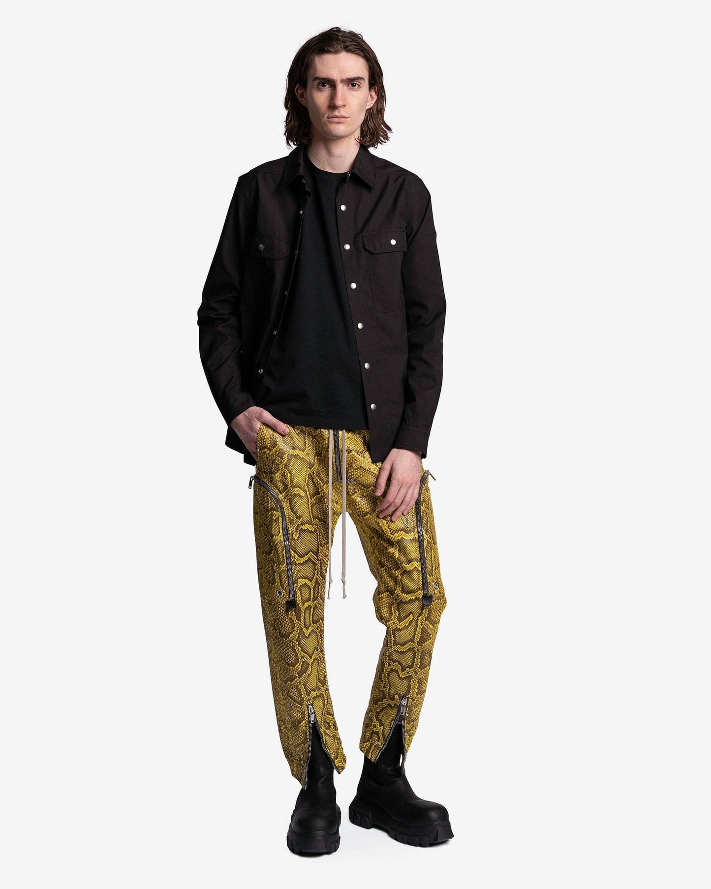 Rick Owens Men's Pants Python Bauhaus Cargo Pants in Lemon