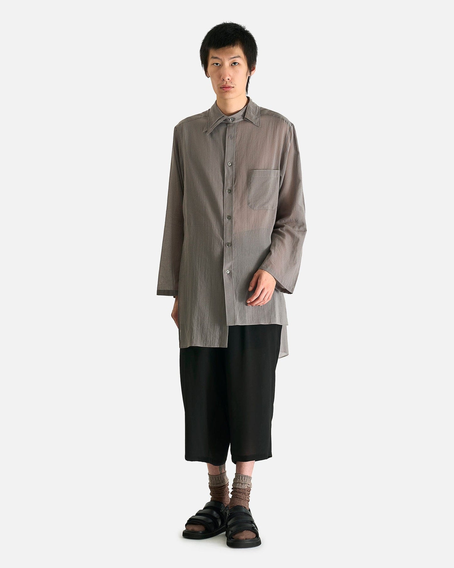 Yohji Yamamoto Pour Homme Men's Shirts R Double Layer ASM B in Grey