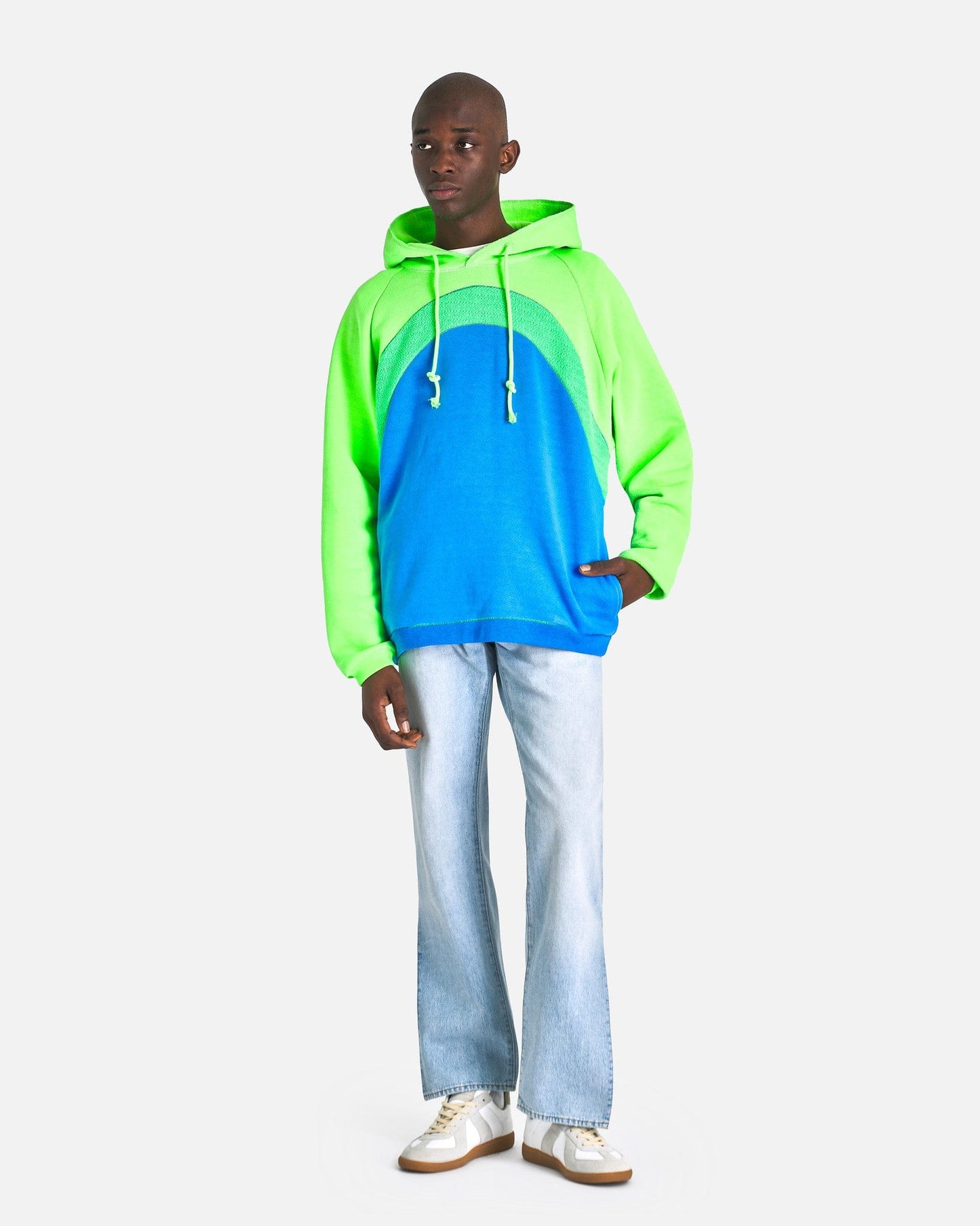 ERL Men's Sweatshirts Rainbow Knit Hoodie in Blue