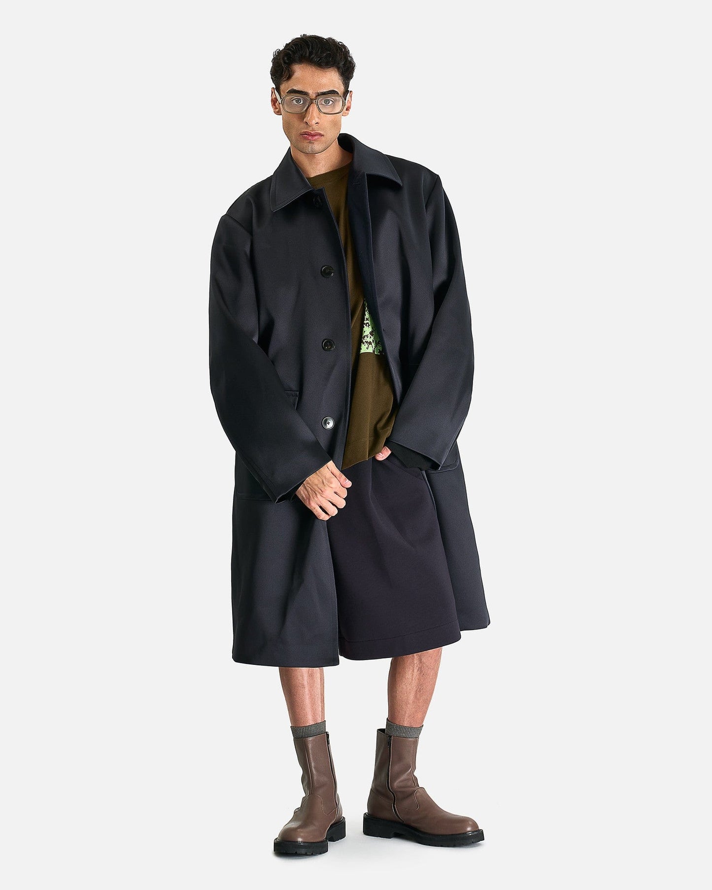 Dries Van Noten Men's Coat Randale Bis Coat in Navy