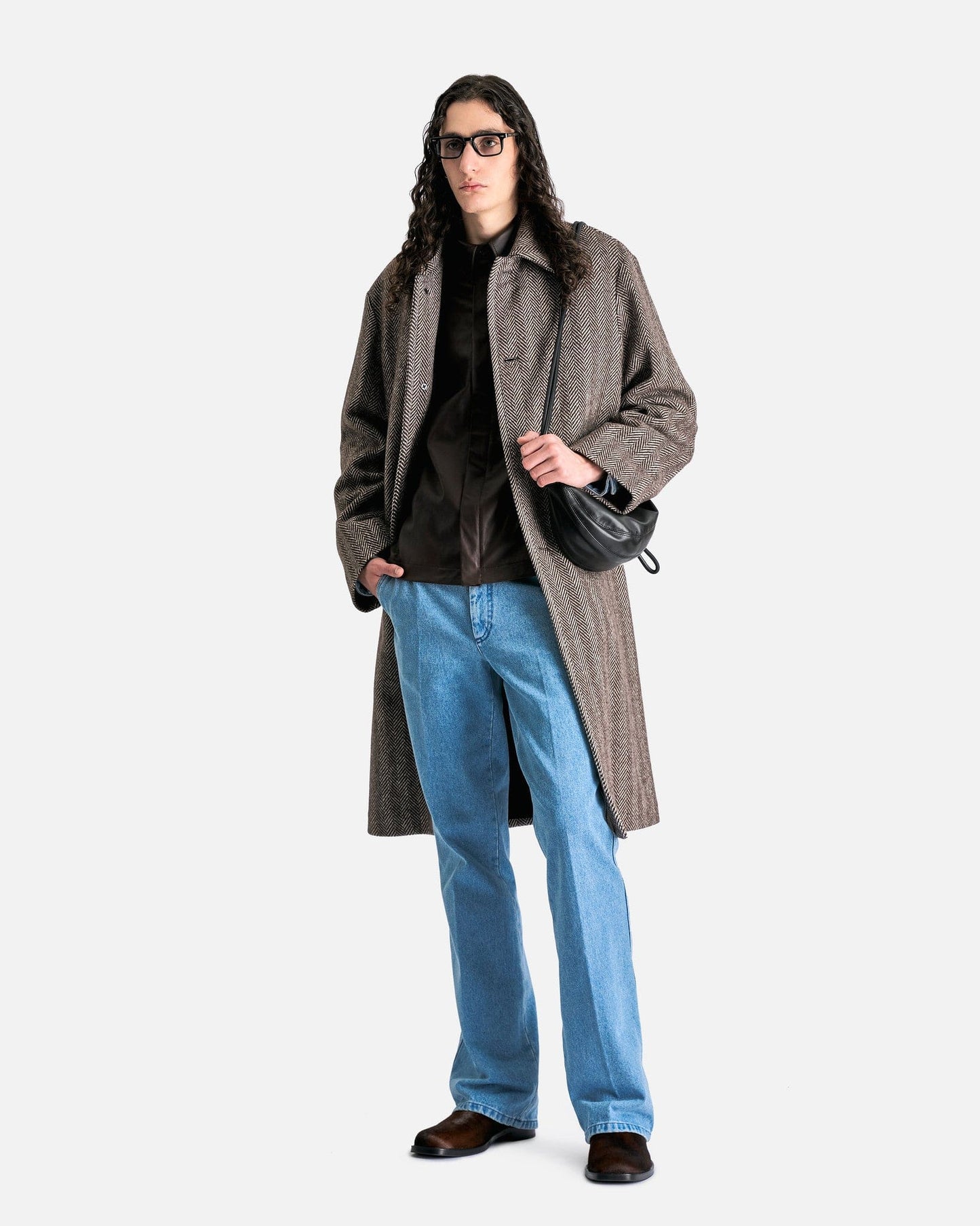 Dries Van Noten Men's Coat Rank M.W. Coat in Dark Brown