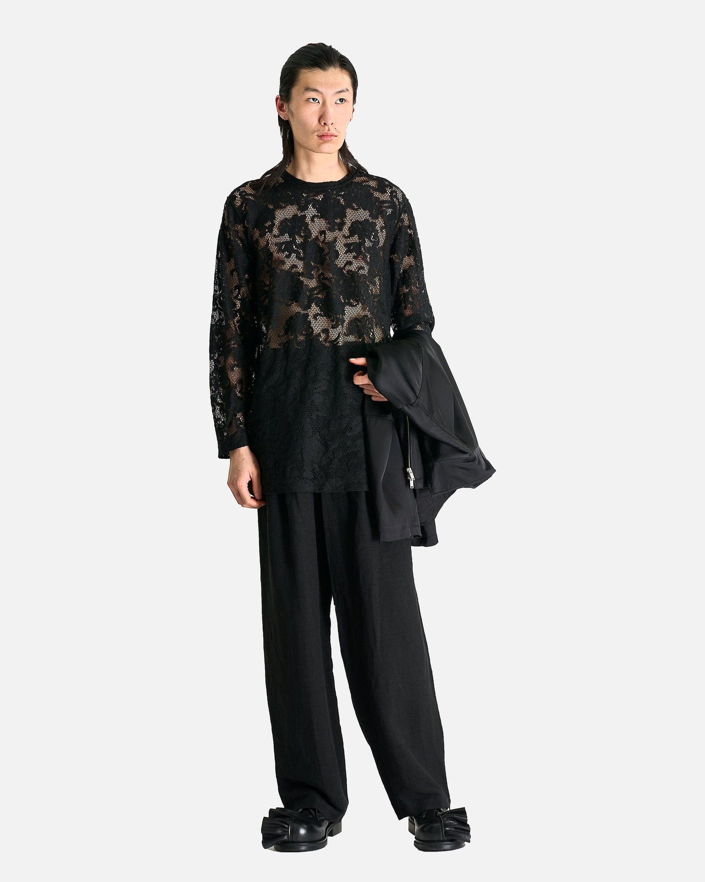 Comme des Garcons HOMME PLUS Men's Shirts Raschel Lace Shirt in Black