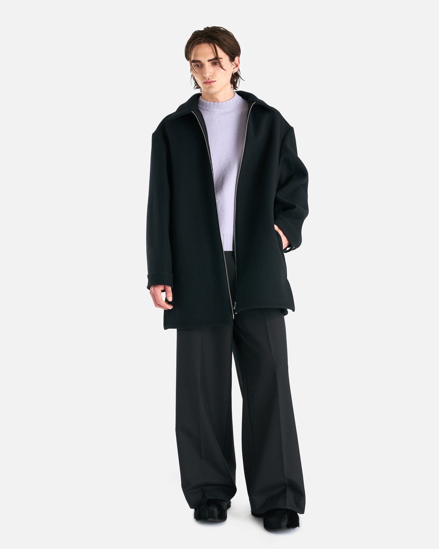 Jil Sander Men's Jackets Raw Edge Felt Jacket in Black