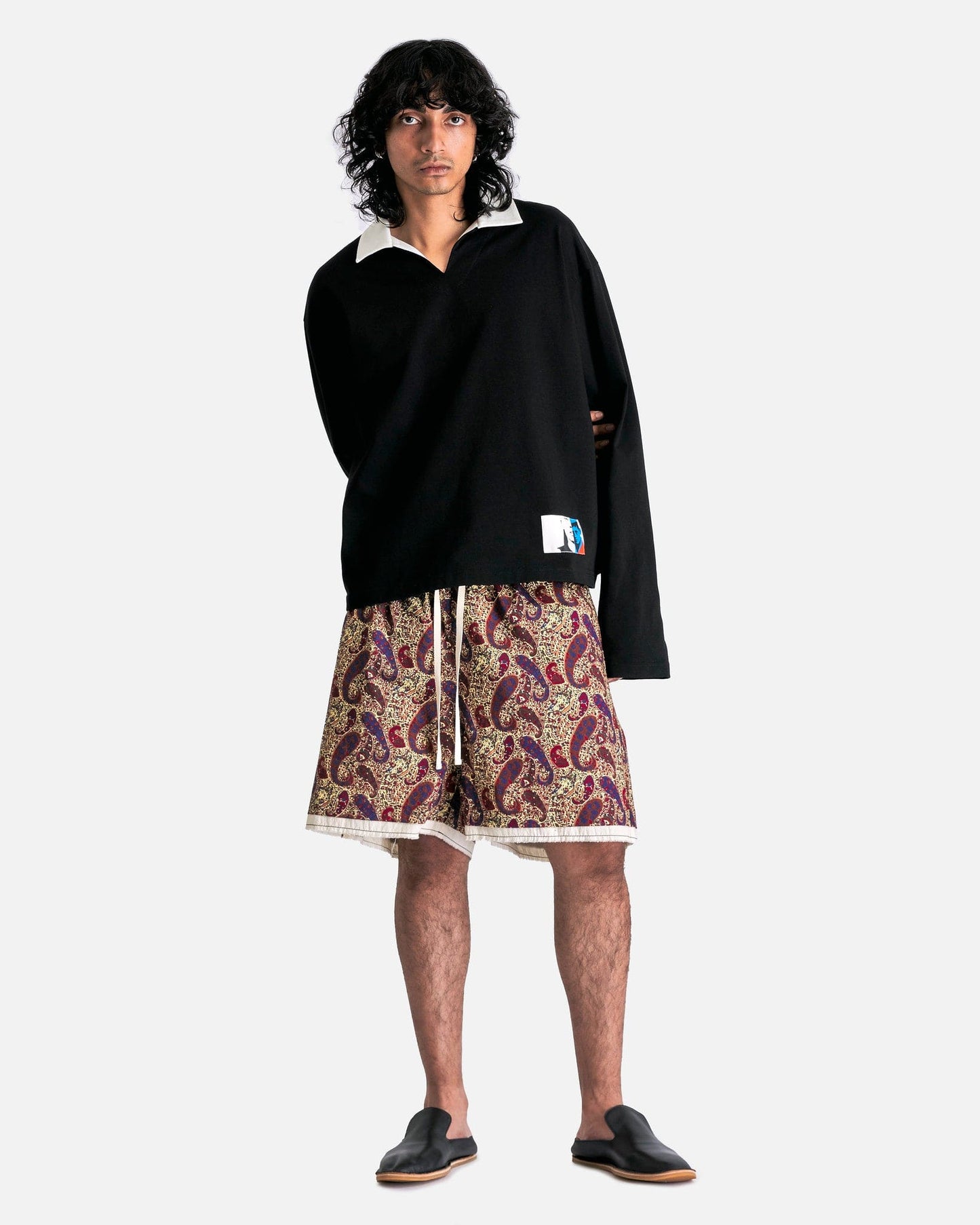 AUBERO Men's Shorts Raw Edge Short in Mixed Paisley