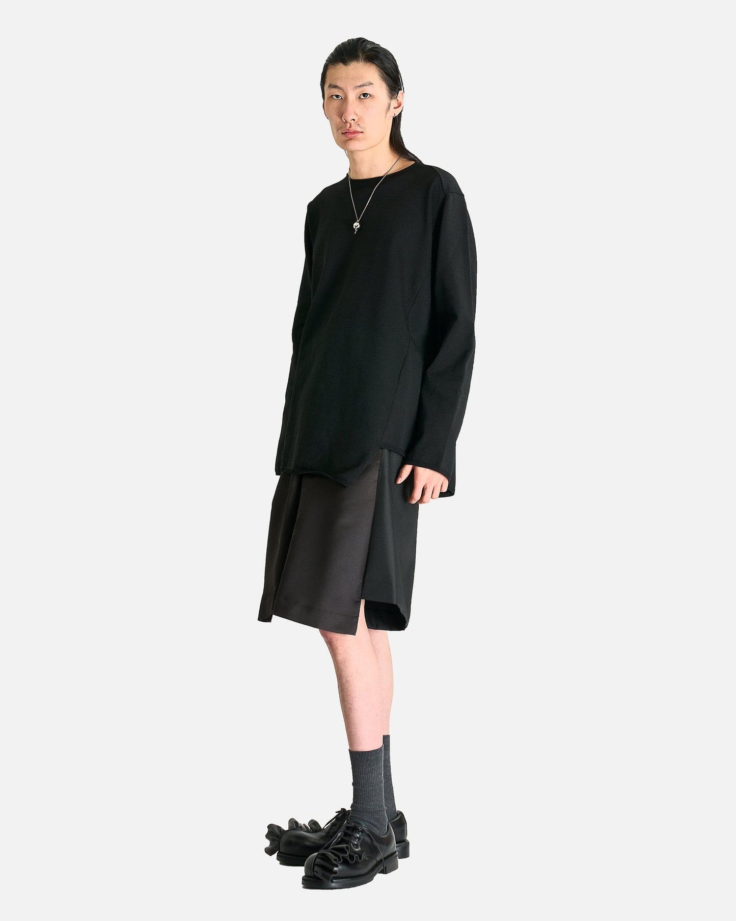 Comme des Garcons HOMME PLUS Men's Sweater Raw Hem Sweater in Black
