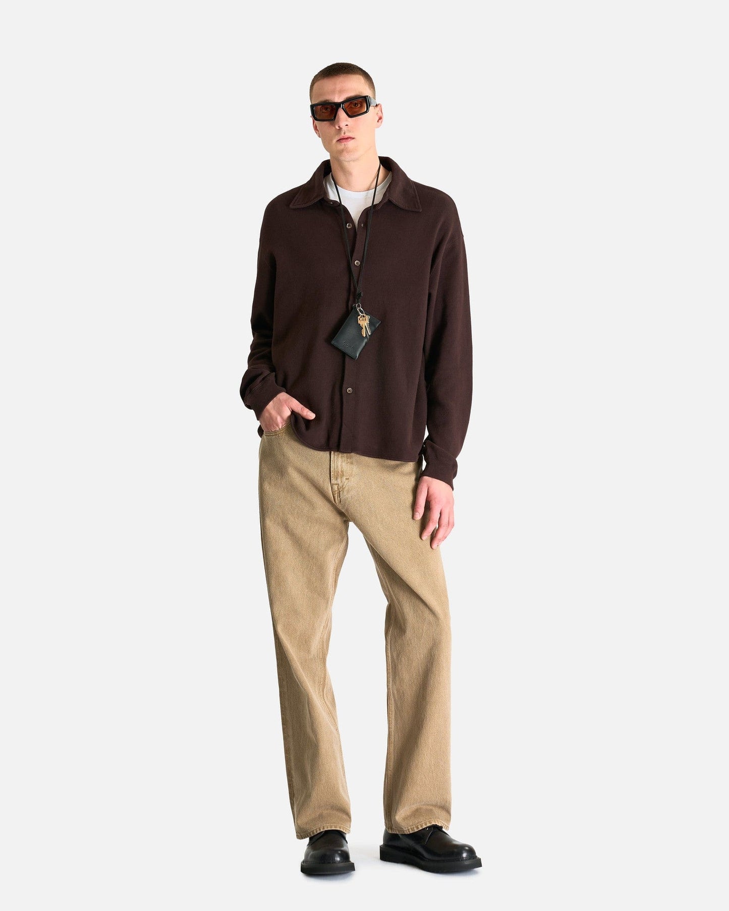 Our Legacy Men's Shirts Recovery Shirt in Deep Brown Fuzzy Fleece