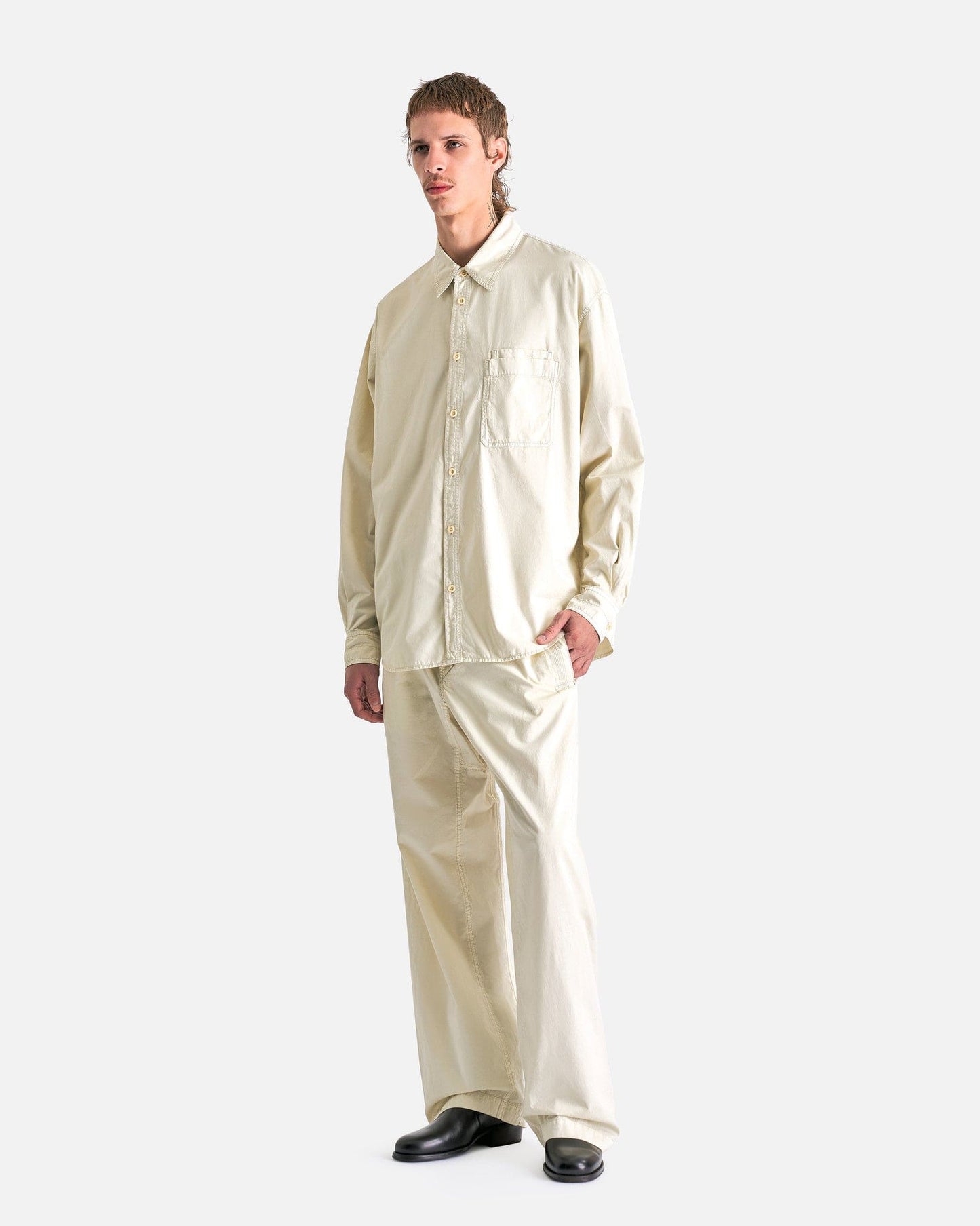 LEMAIRE Men's Shirts Relaxed Workwear Shirt in Creamy White