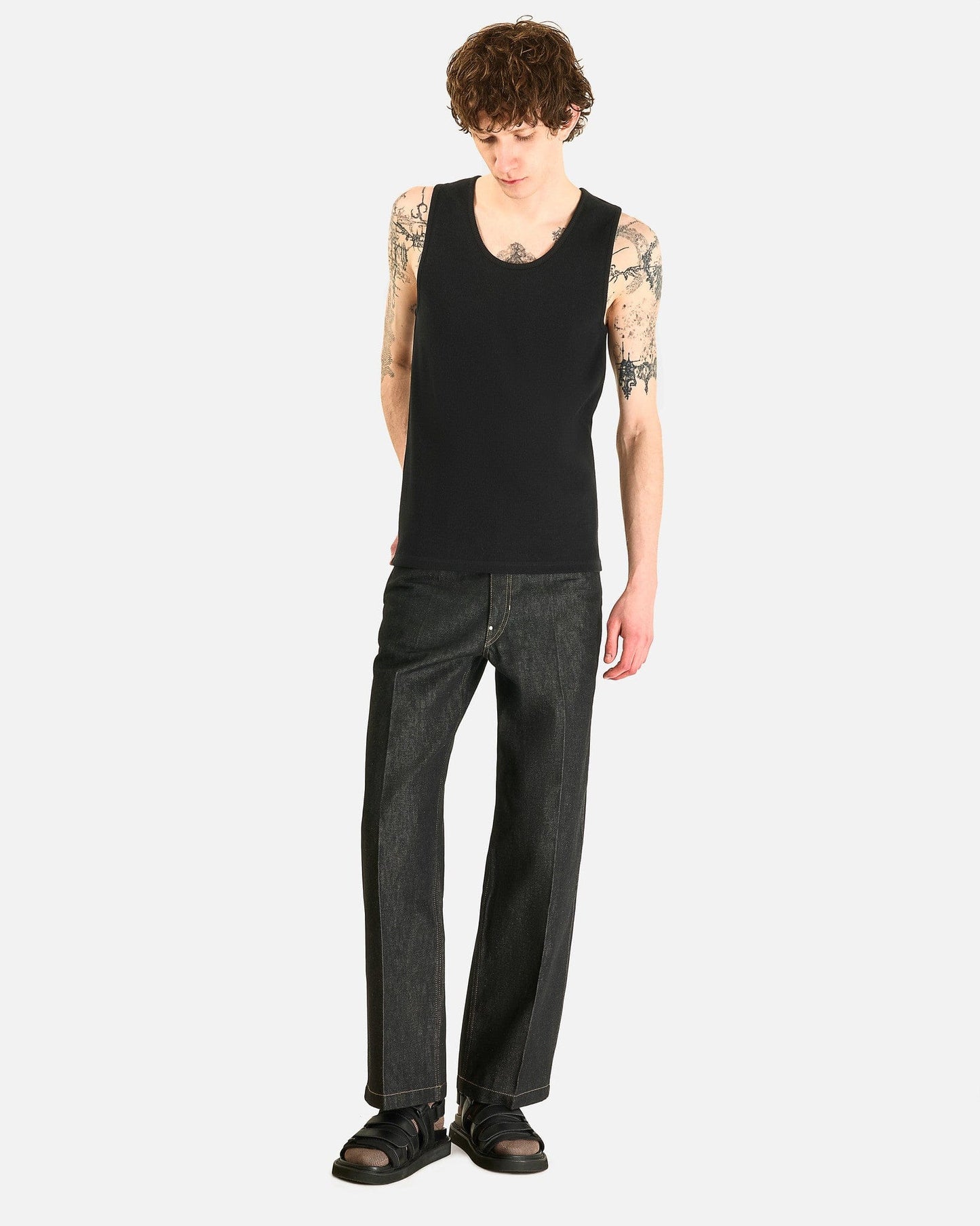 LEMAIRE Men's Tops Rib Tank Top in Black