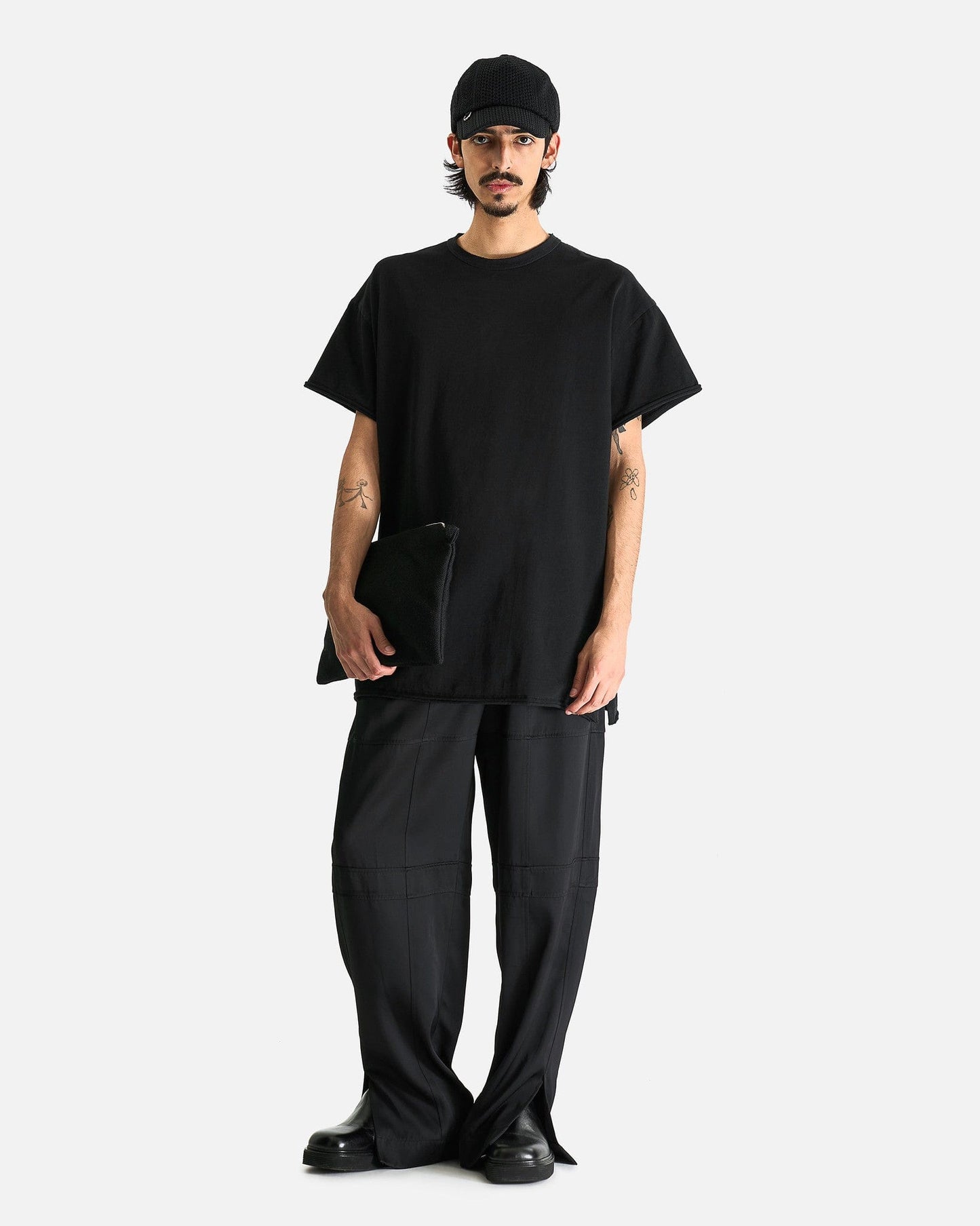 AUBERO Men's T-Shirts Roll Trim T-Shirt in Faded Black