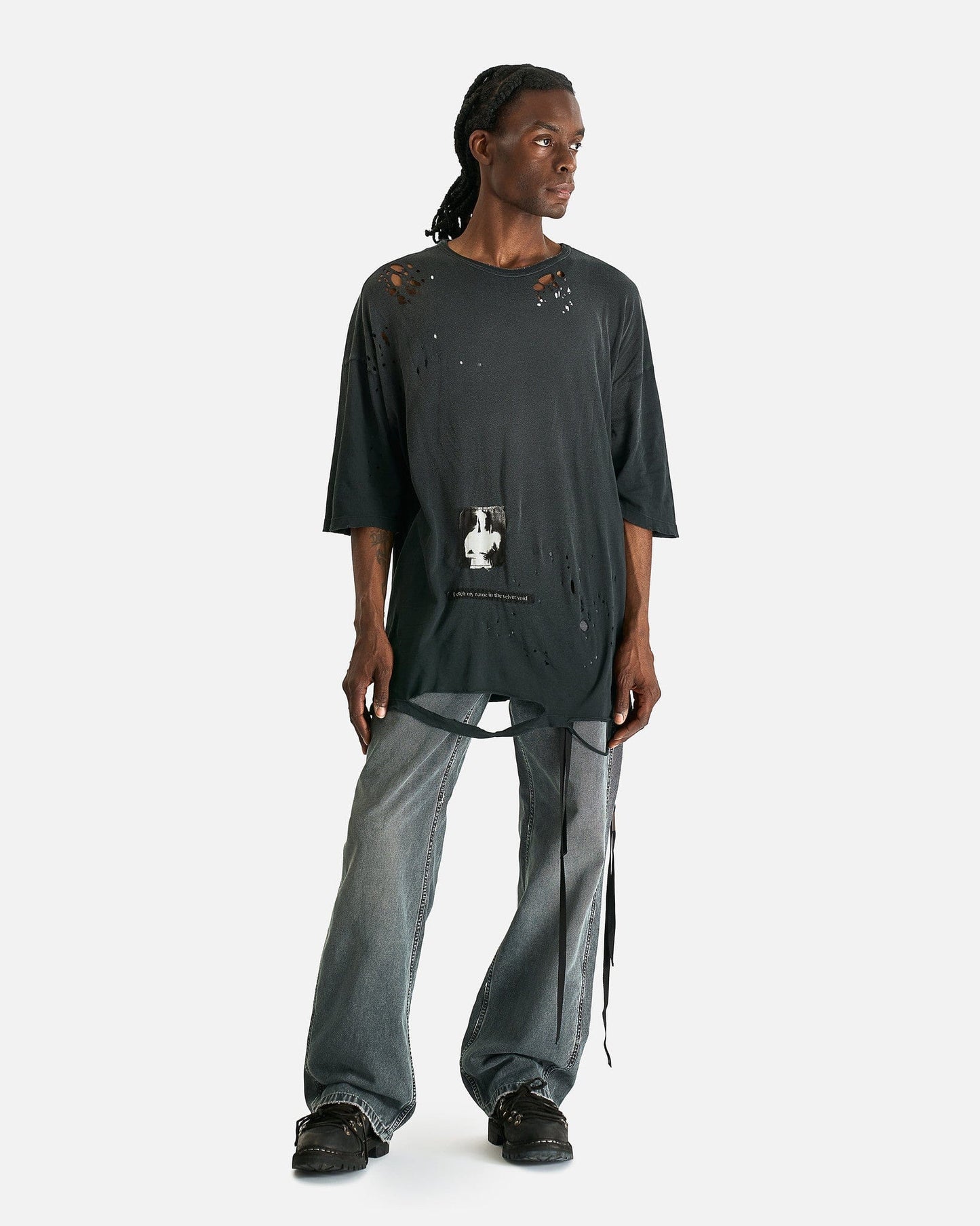 Ann Demeulemeester Men's Pants Roman Workwear Comfort Trousers in Faded Black