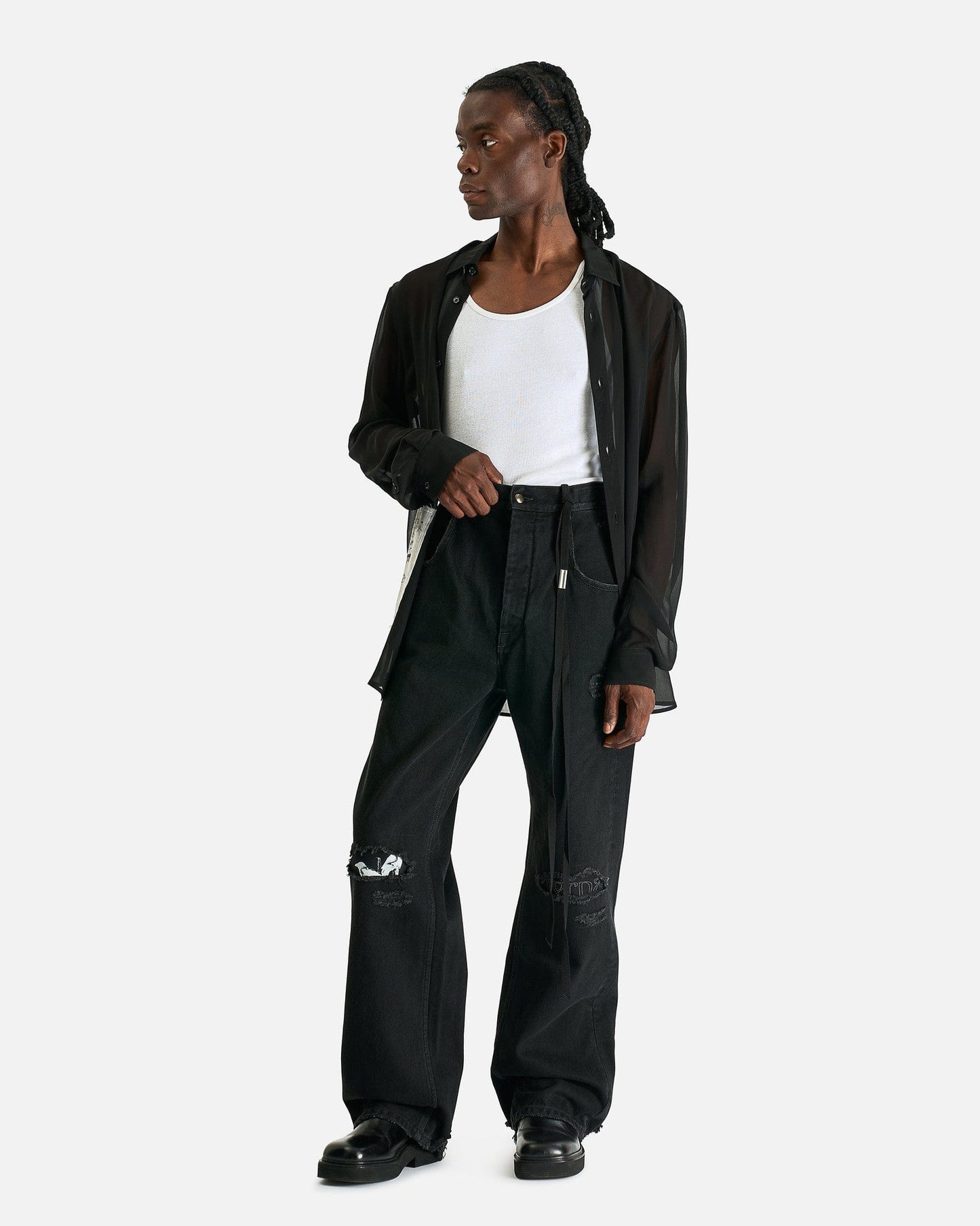 Ann Demeulemeester Men's Pants Ronald 5-Pockets Comfort Trouser in Faded Black