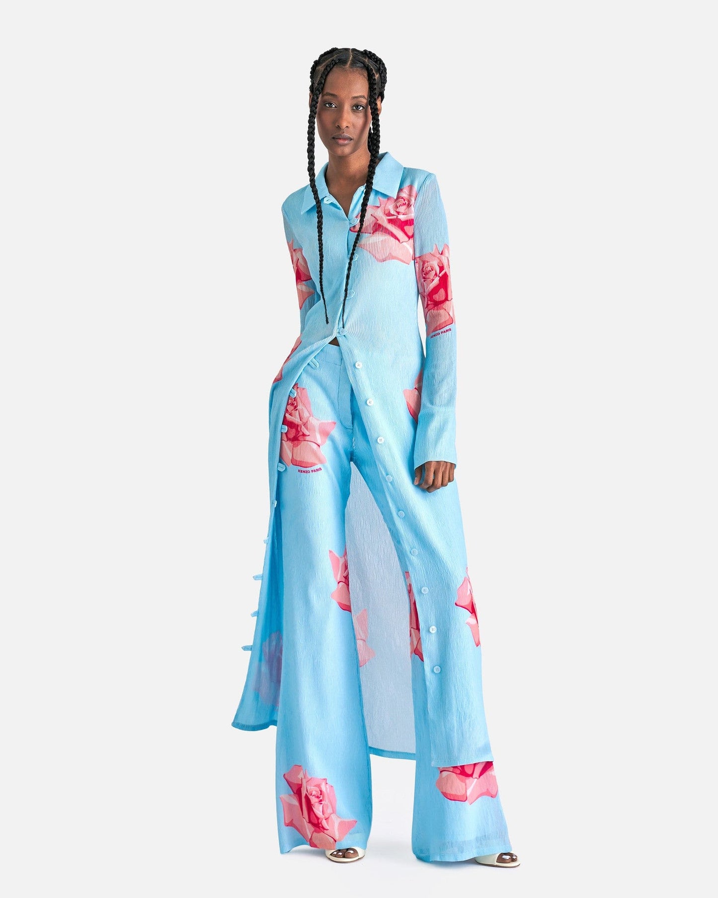 KENZO Women Pants Rose Pants in Light Blue