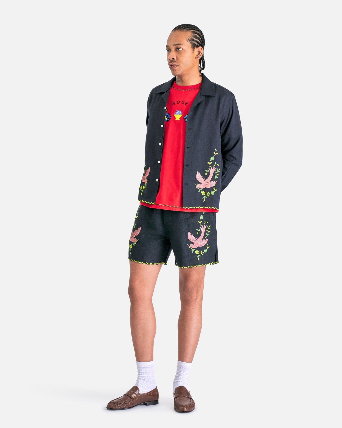 Bode Men's Shorts Rosefinch Shorts in Black