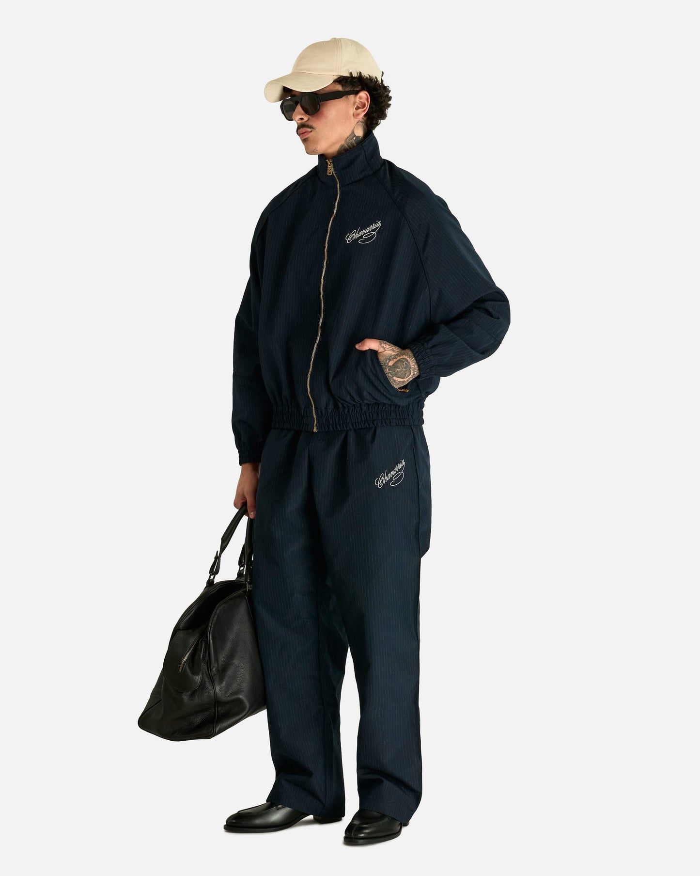 Willy Chavarria Men's Pants Ruff Rider Track Pant in Peacoat Stripe