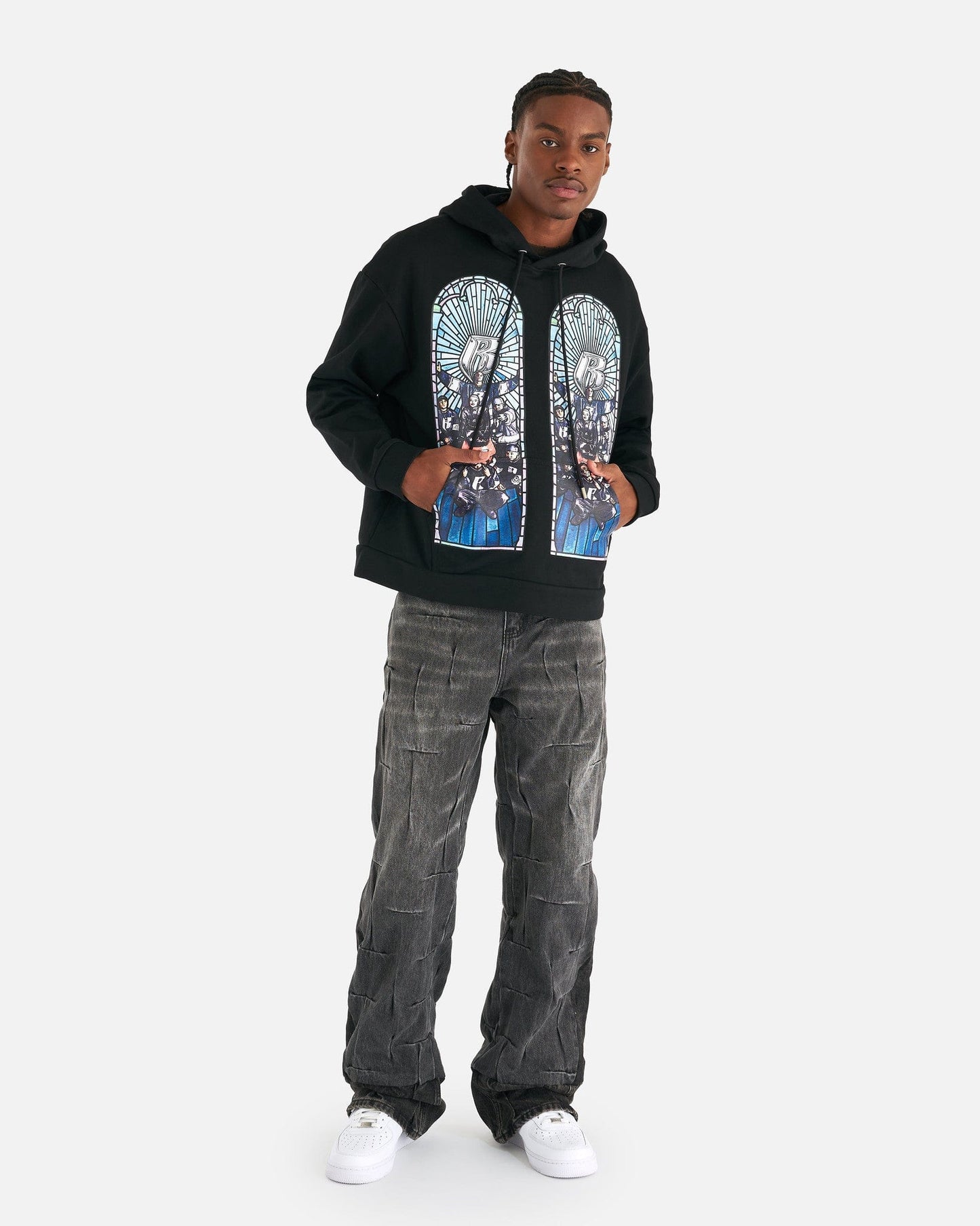 Who Decides War Men's Sweatshirts Ruff Ryder Hooded Sweatshirt in Coal