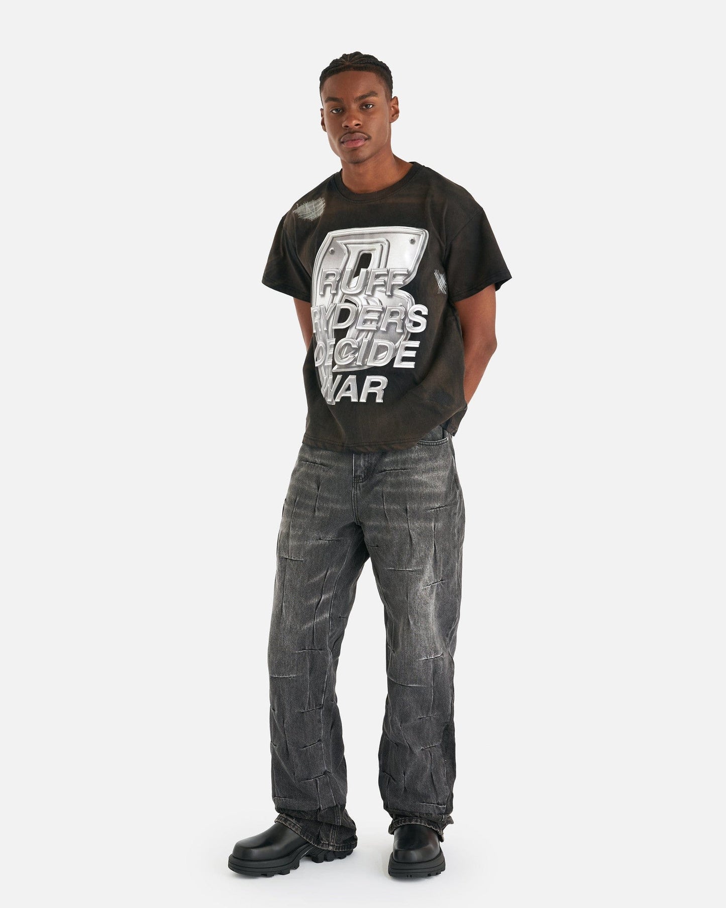 Who Decides War Men's T-Shirts Ruff Ryders Short Sleeve T-Shirt in Rust