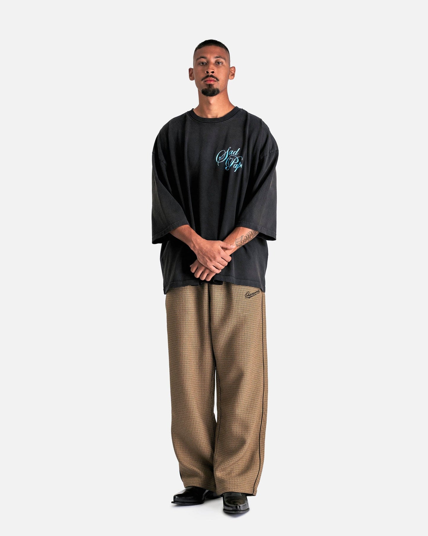 Willy Chavarria Men's T-Shirts 'Sad Papi' Short Sleeve Buffalo T-Shirt in Black