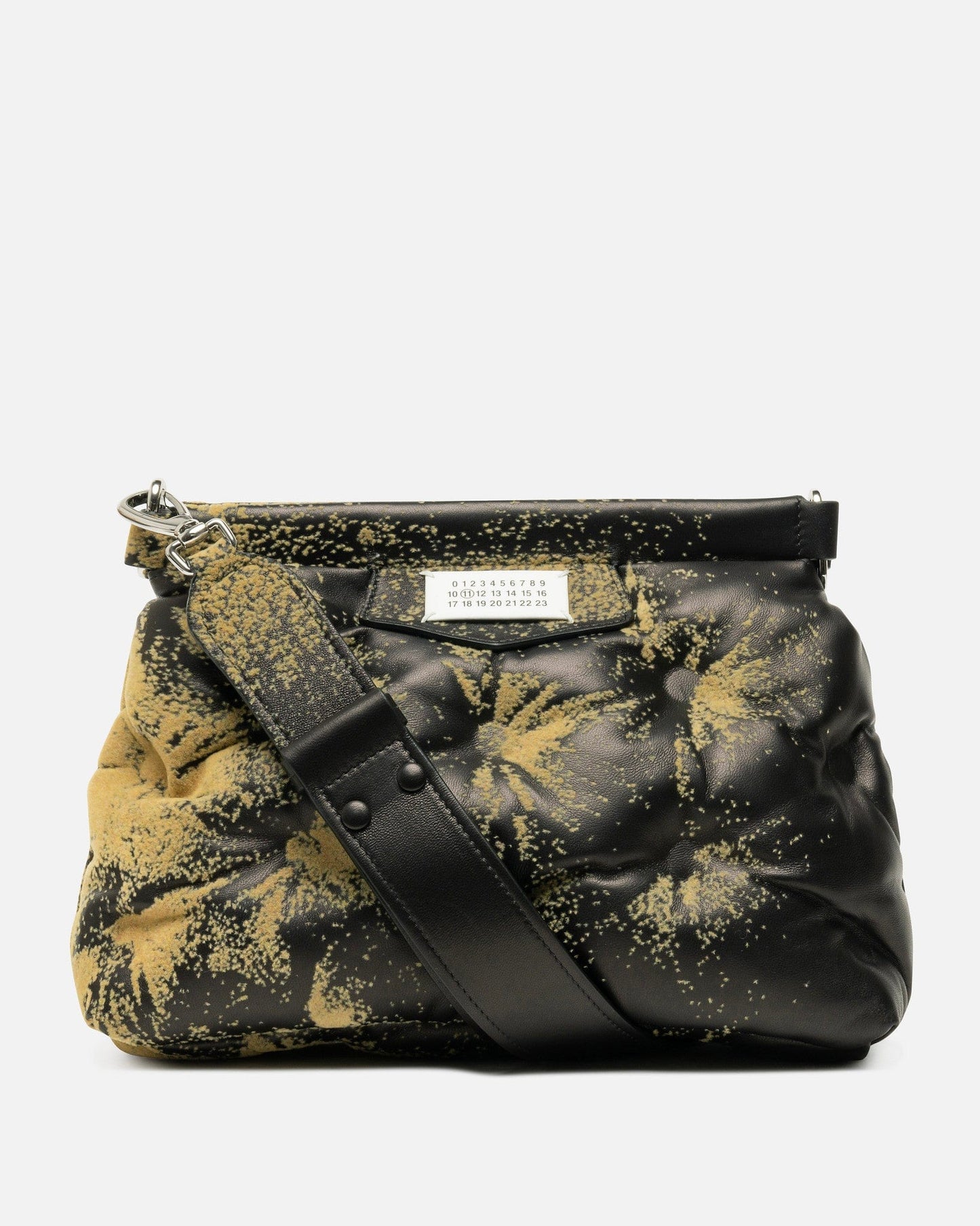 Maison Margiela Leather Goods O/S Sandstorm Flock Print Small Glam Slam Classique in Black