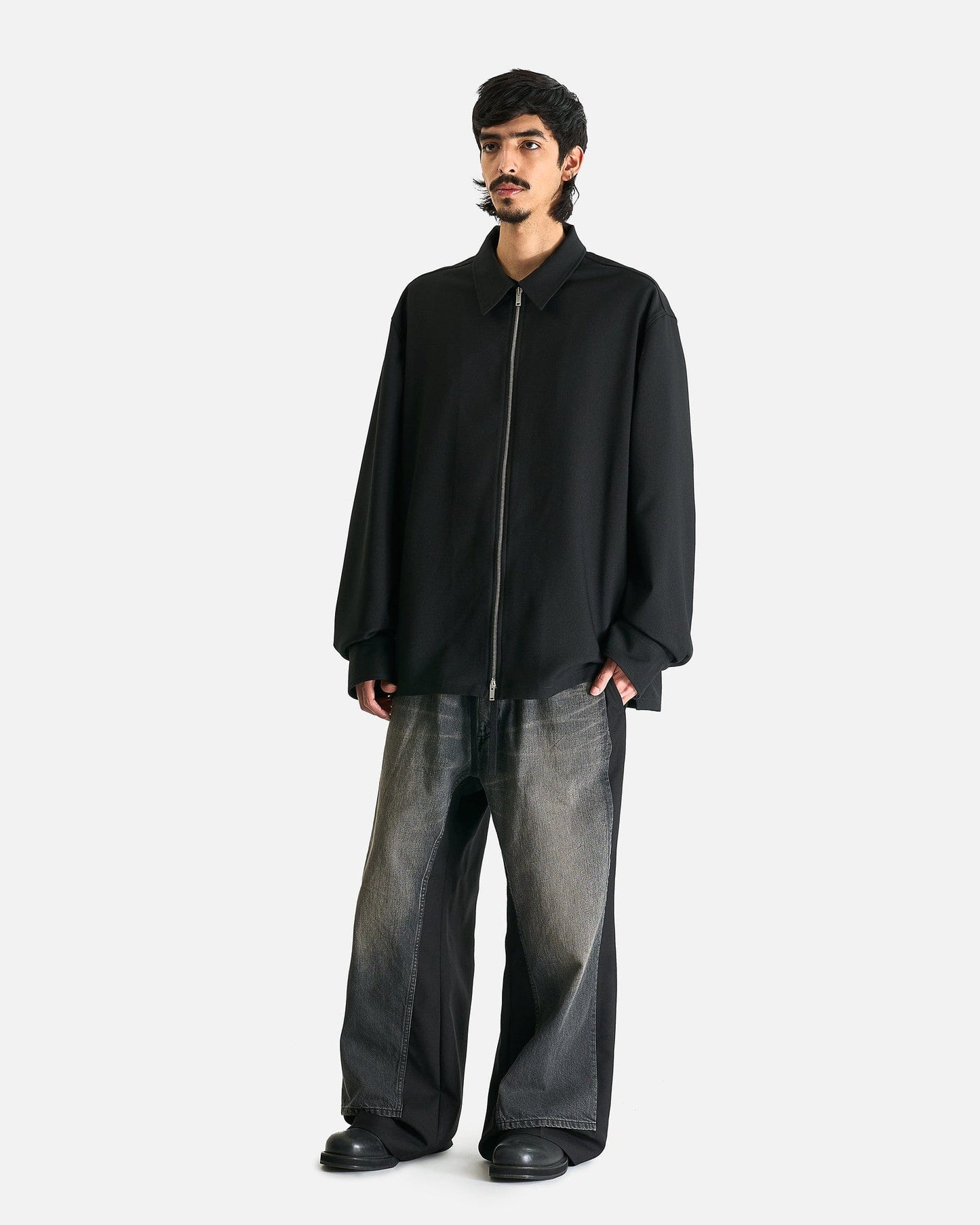 Junya Watanabe Men's Jeans Satin Denim Trousers in Black