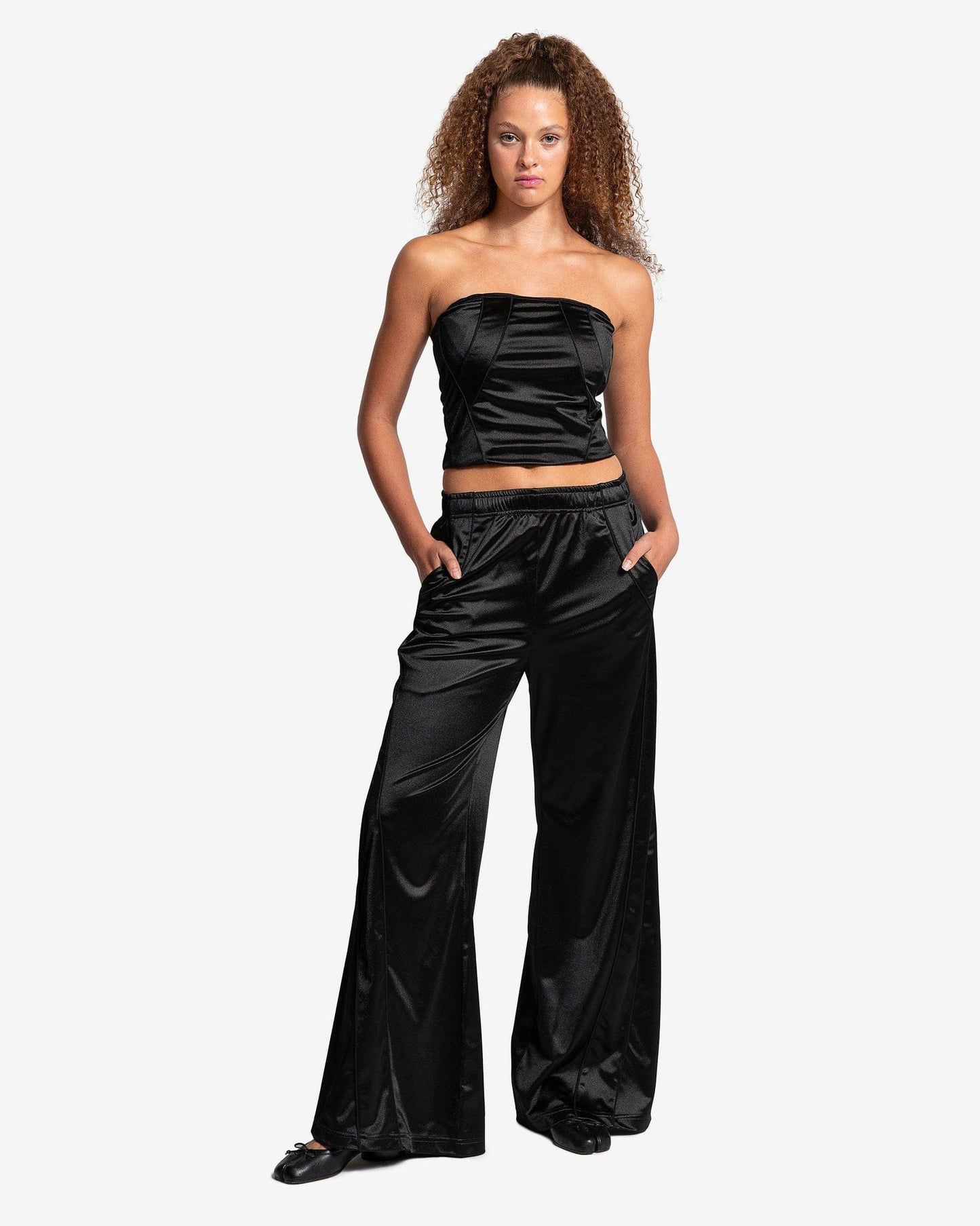 MM6 Maison Margiela Women Pants Satin Trousers in Black