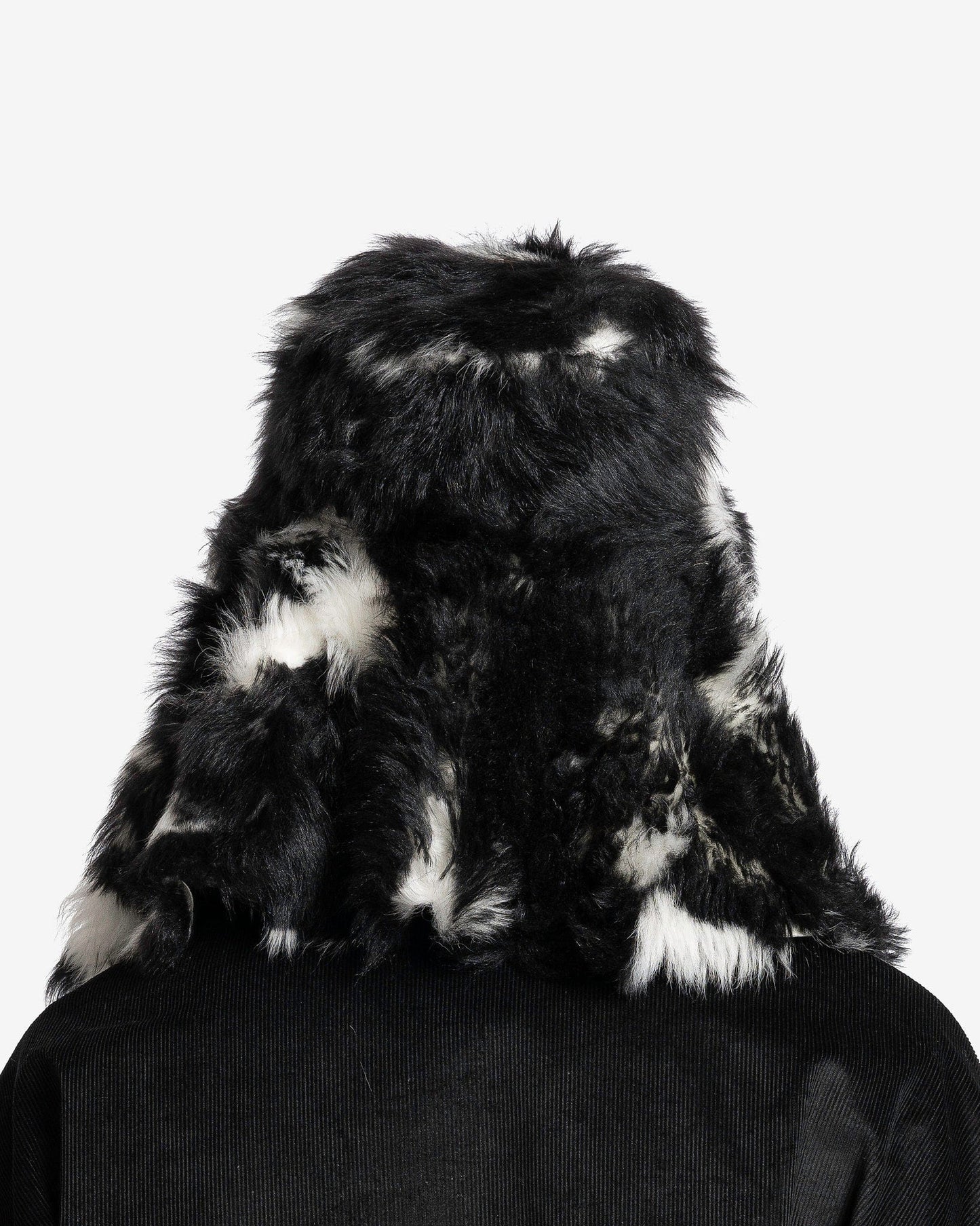 Marni Men's Hats Shearling Trapper Hat in Black/White